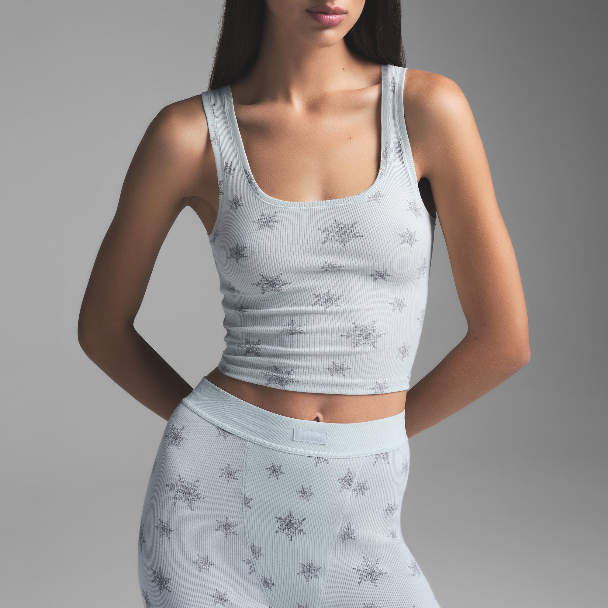 COTTON RIB TANK AND LEGGING SET | FROST SNOWFLAKE PRINT