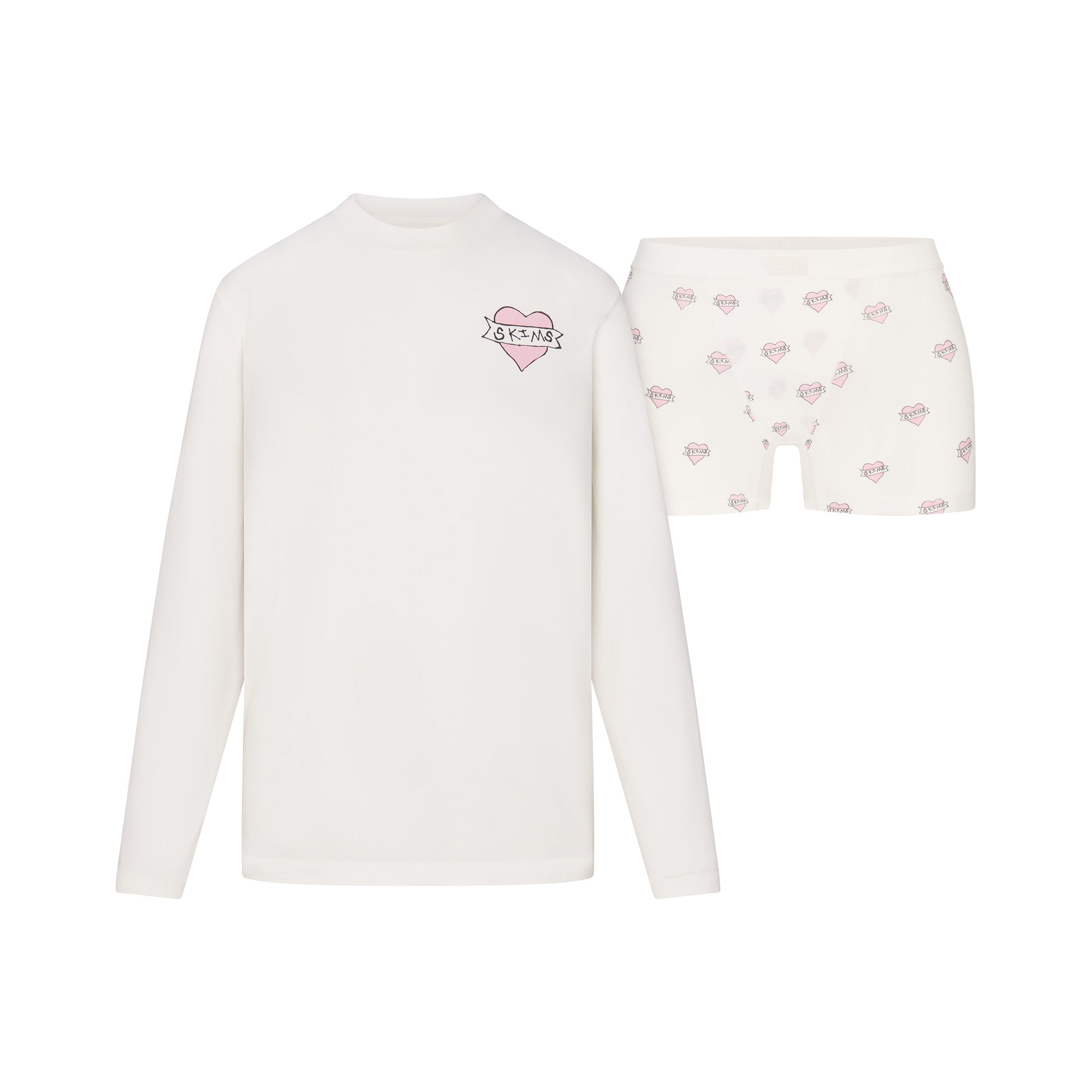 BOYFRIEND LONG SLEEVE T-SHIRT AND SHORT BOXER SET | MARBLE HEART