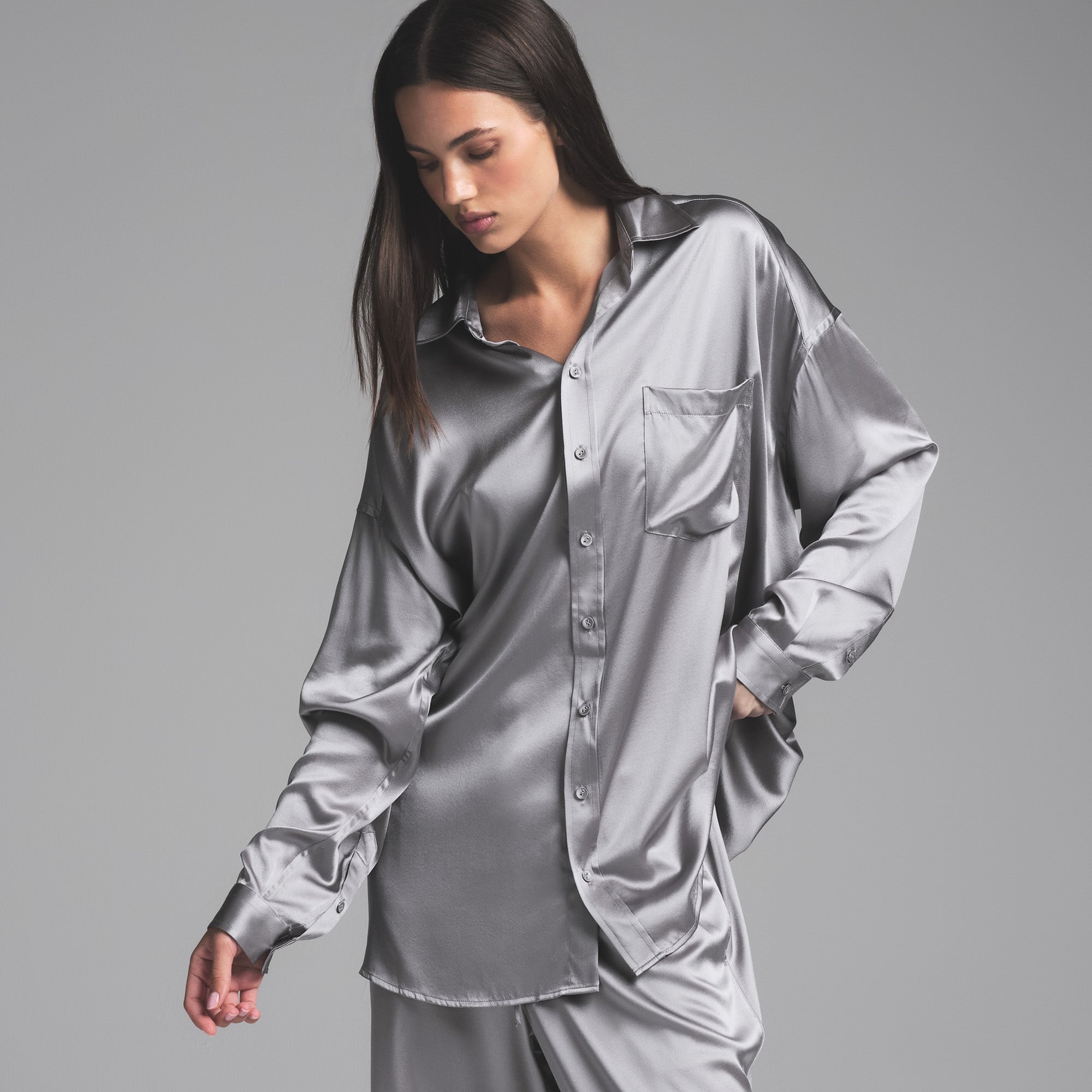 SILK OVERSIZED LONG SLEEP SET | MIRROR