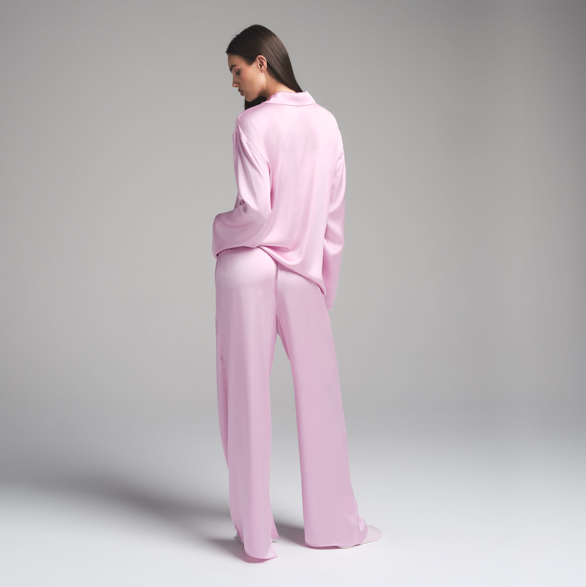 WOVEN SHINE LONG SLEEP SET | PINK ROSE