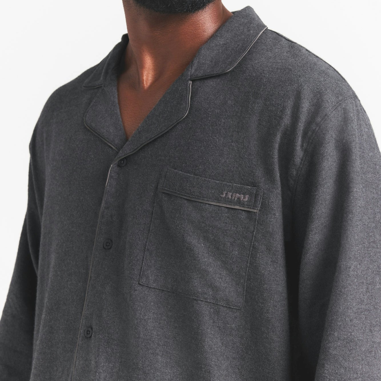 FLANNEL SLEEP MENS SLEEP SET | ASH HEATHER GREY ON A MODEL FRONT VIEW ON A MODEL FRONT VIEW @ | FOCUS: 0.0, 1.0, 0.9