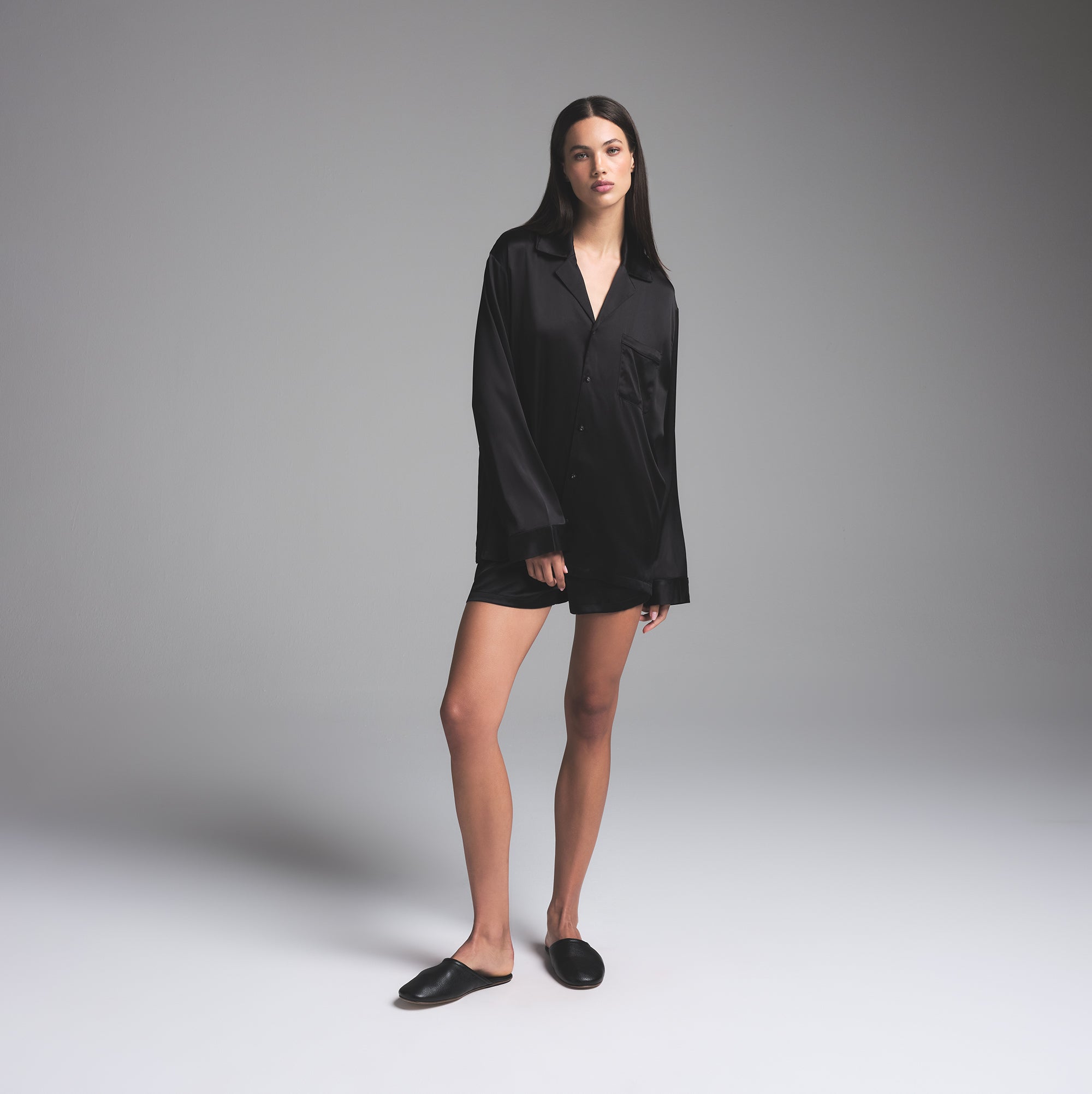SILK OVERSIZED SLEEP SET ONYX
