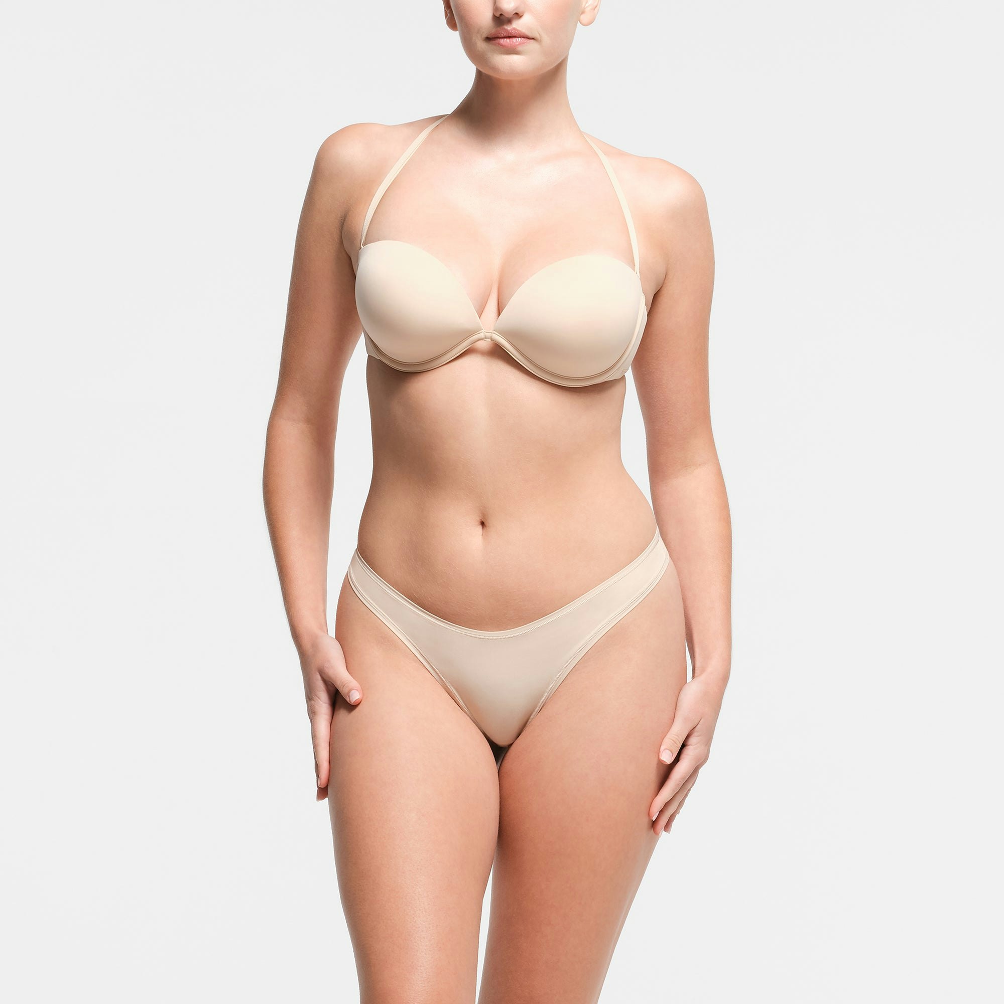 MULTI-WAY BRA | SAND ON A MODEL FRONT VIEW