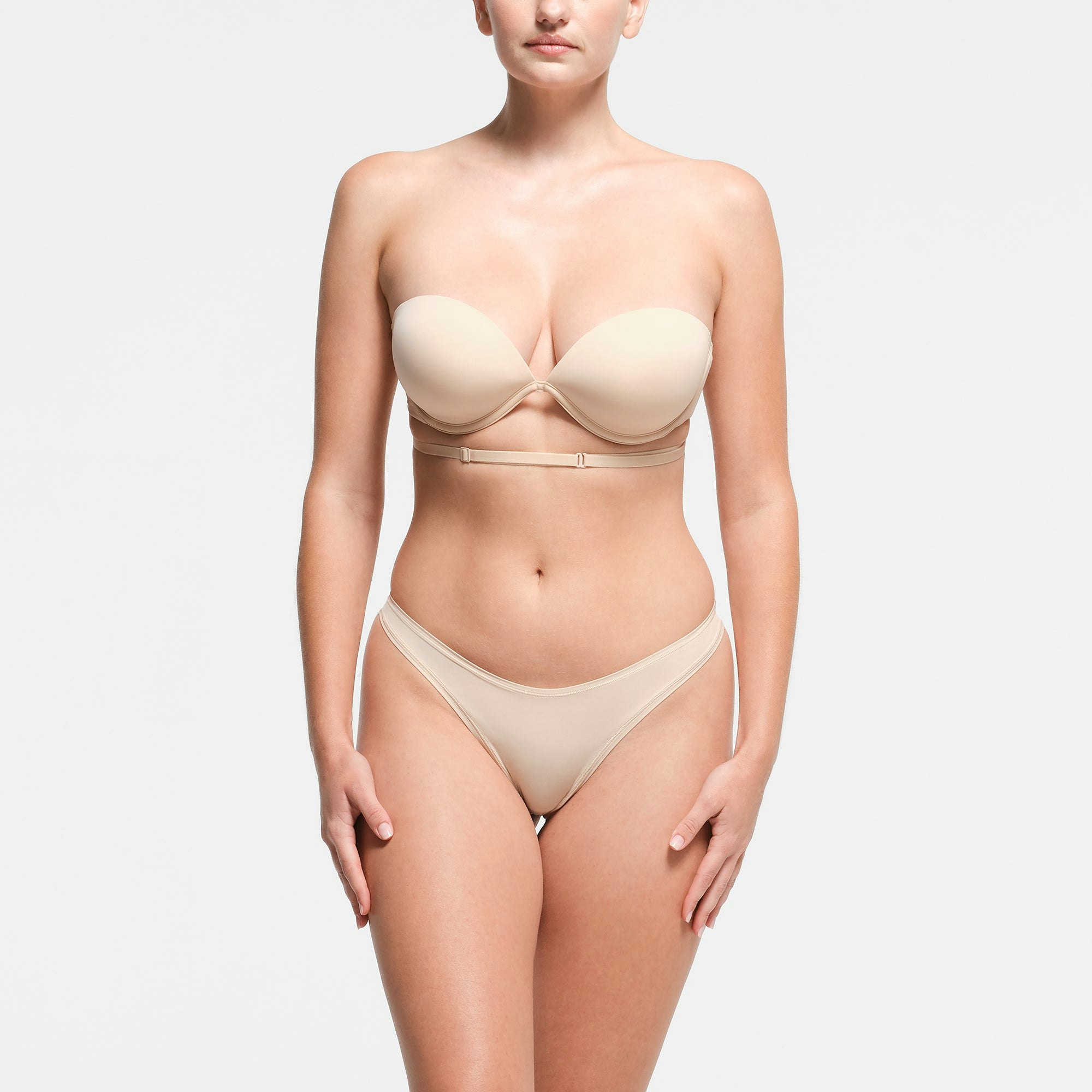 MULTI-WAY BRA | SAND ON A MODEL FRONT VIEW