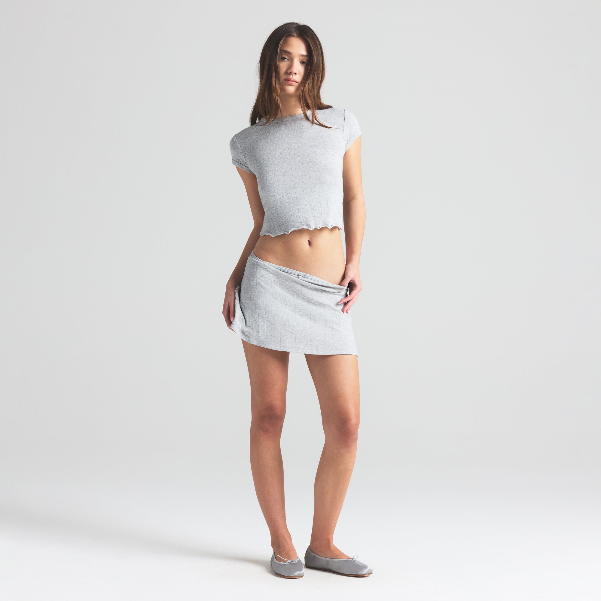【関税込み】SKIMS ブルー Drop Needle Pointelle ミニスカート Drop Needle Pointelle | SKIMS