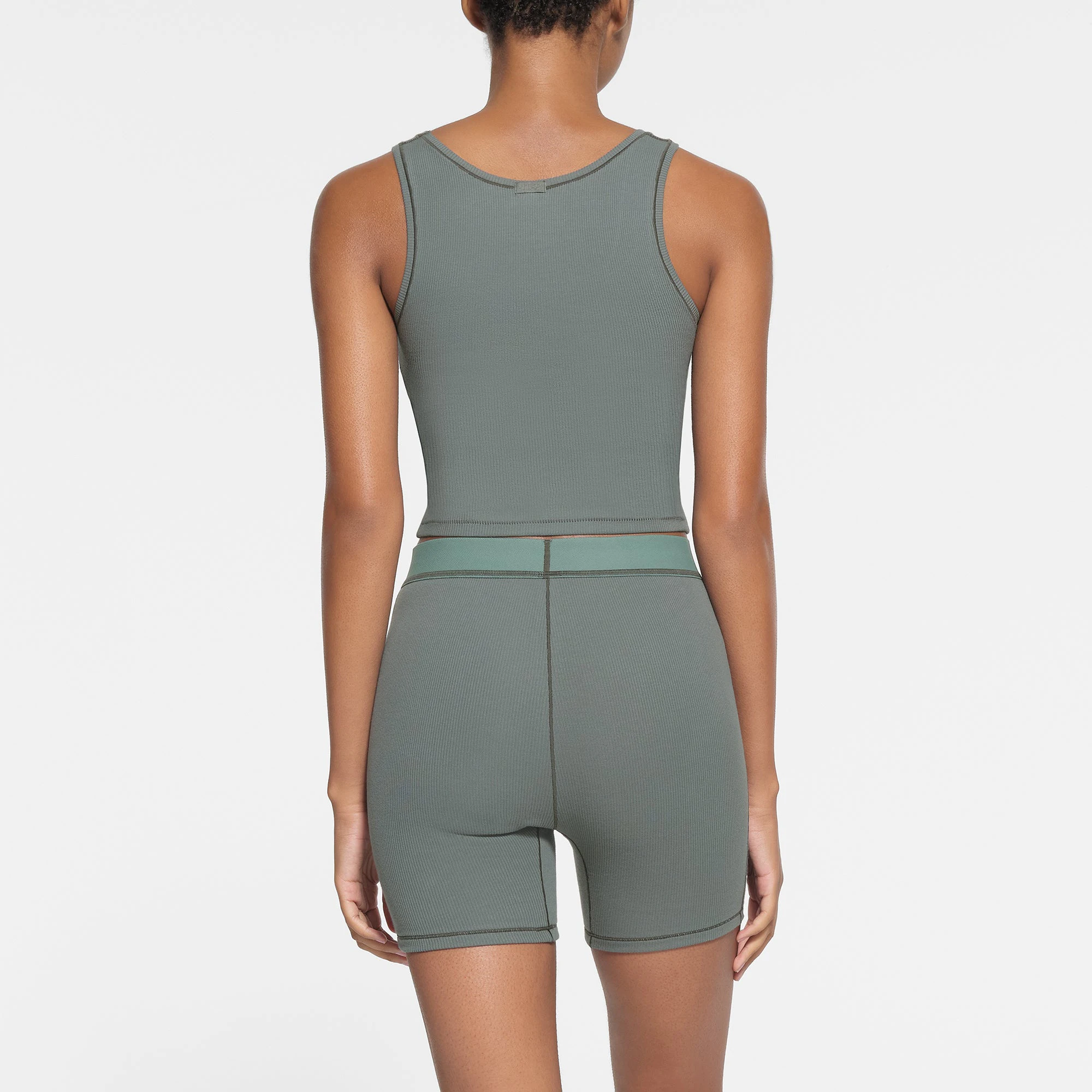 COTTON RIB TANK PACK | MALACHITE MULTI ON A MODEL BACK VIEW