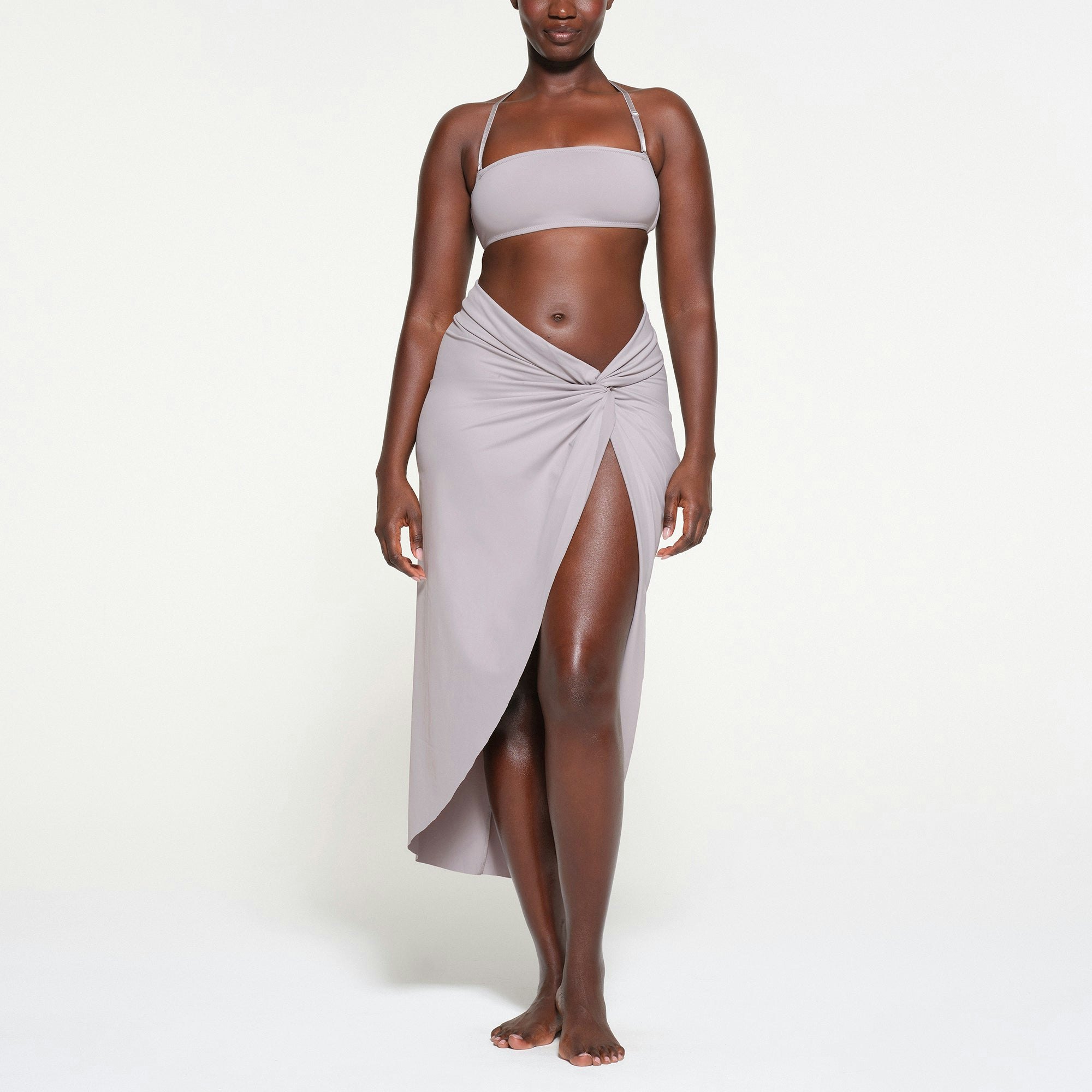 SIGNATURE SWIM BANDEAU BIKINI TOP | CHROME ON A MODEL FRONT VIEW