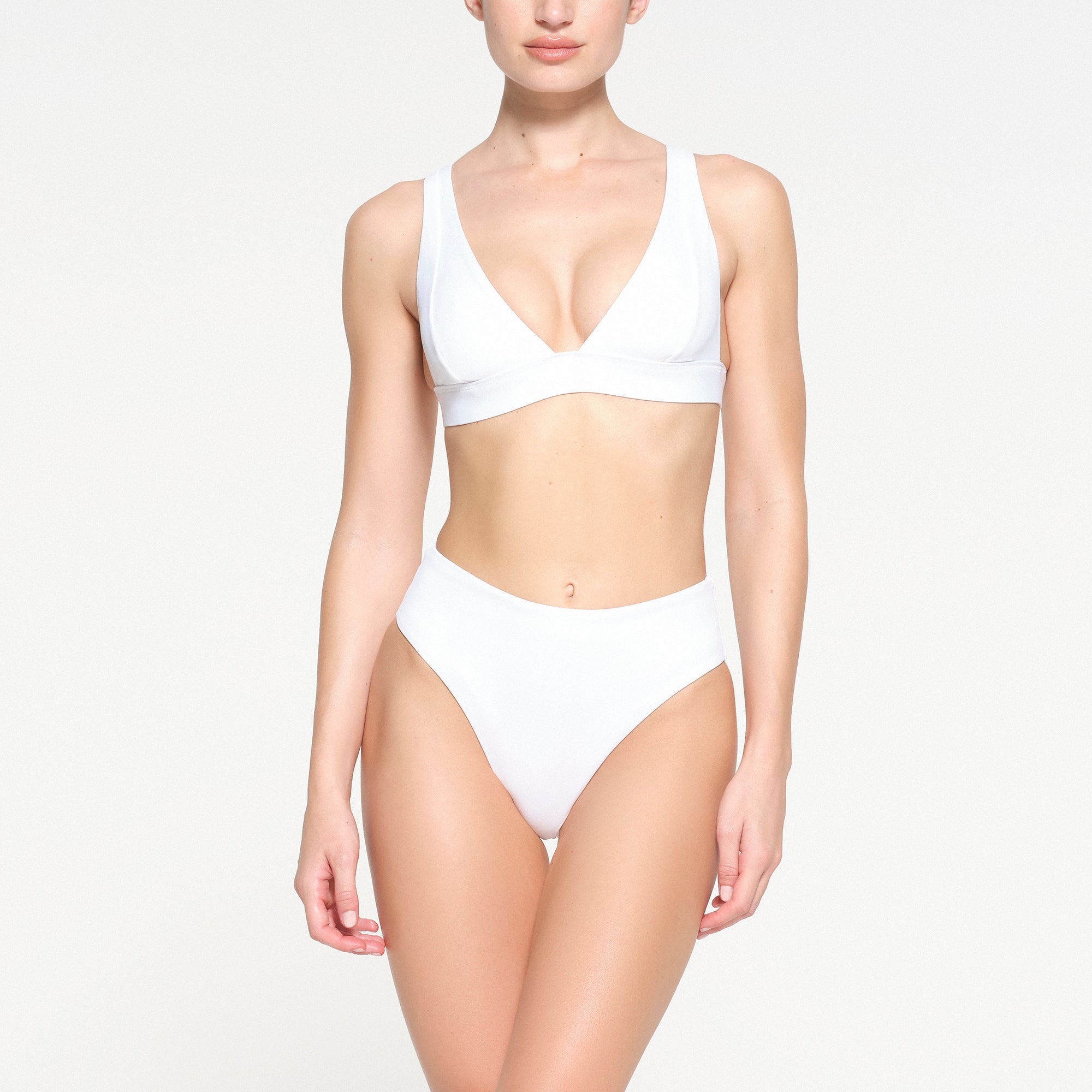 White plunge bikini top