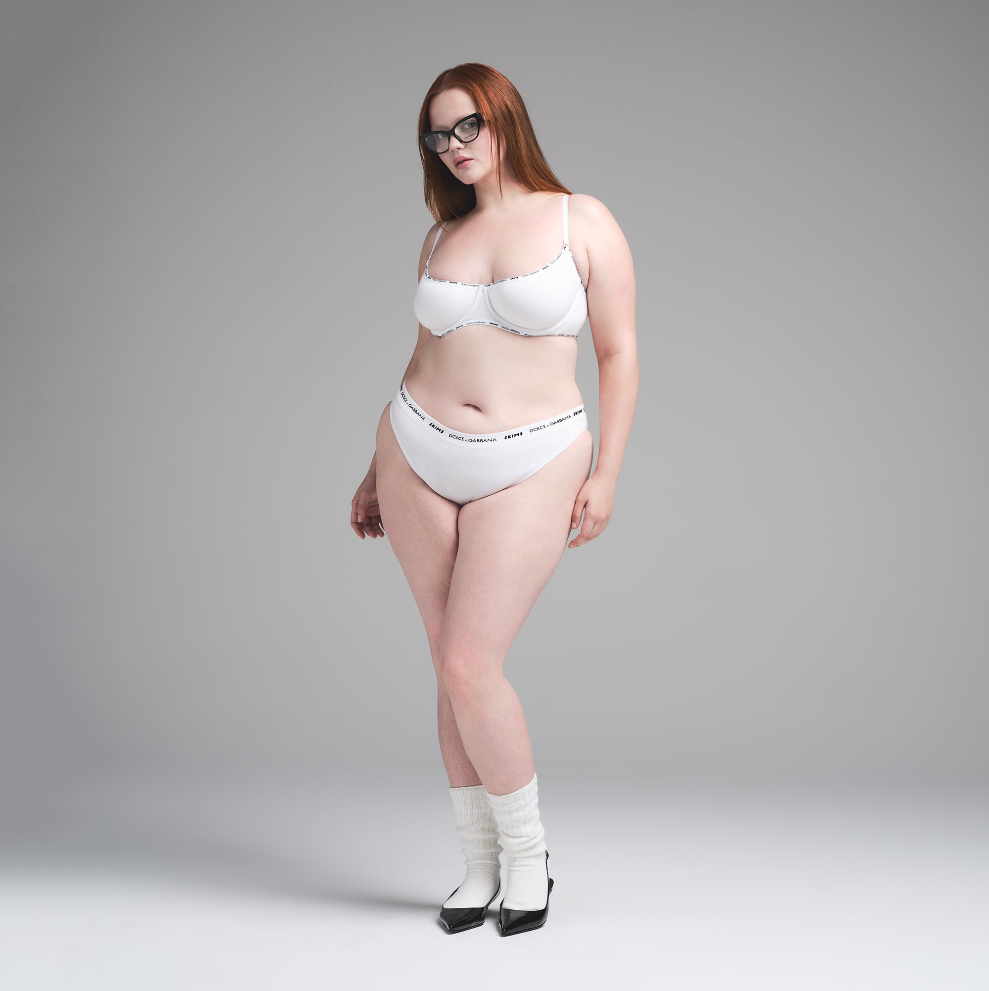 DOLCE&GABBANA X SKIMS COTTON JERSEY CHEEKY TANGA | SNOW