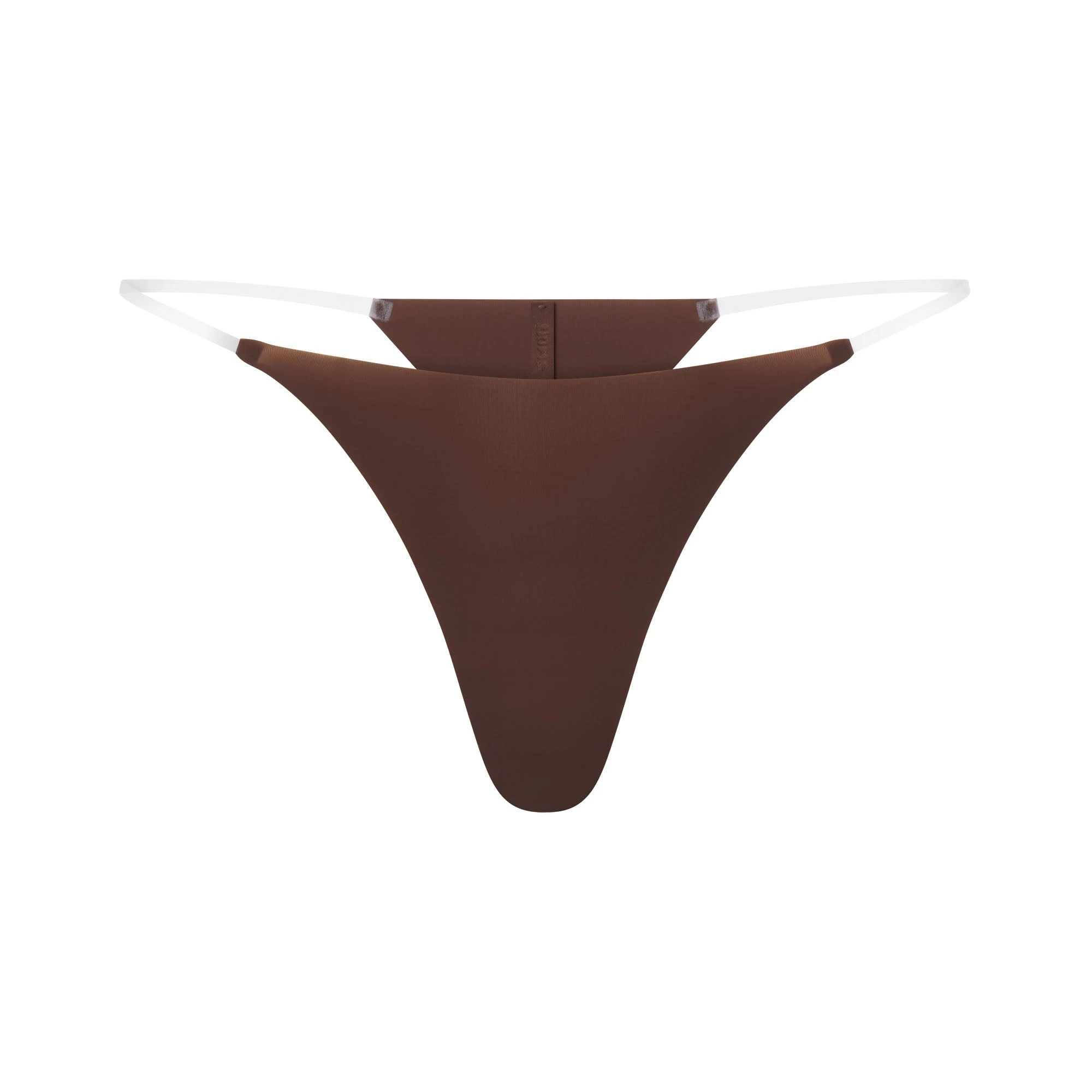 INVISIBLE CLEAR STRAP STRING THONG | COCOA LAYS FLAT ON A WHITE BACKGROUND | FLT 