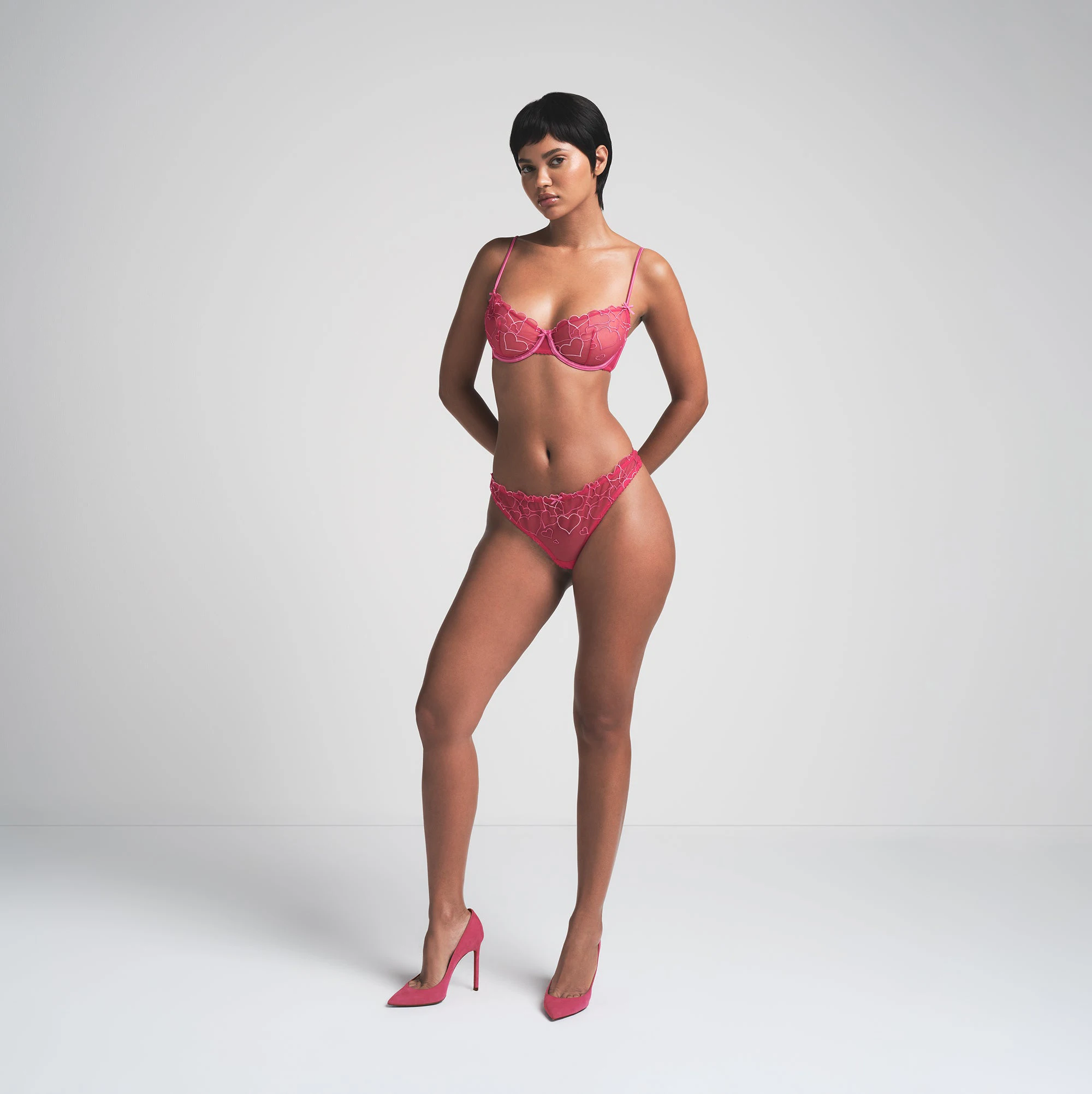 EMBROIDERED TULLE THONG | PUNCH ON A MODEL FRONT VIEW | FOCUS: 0.0, 1.0, 0.9