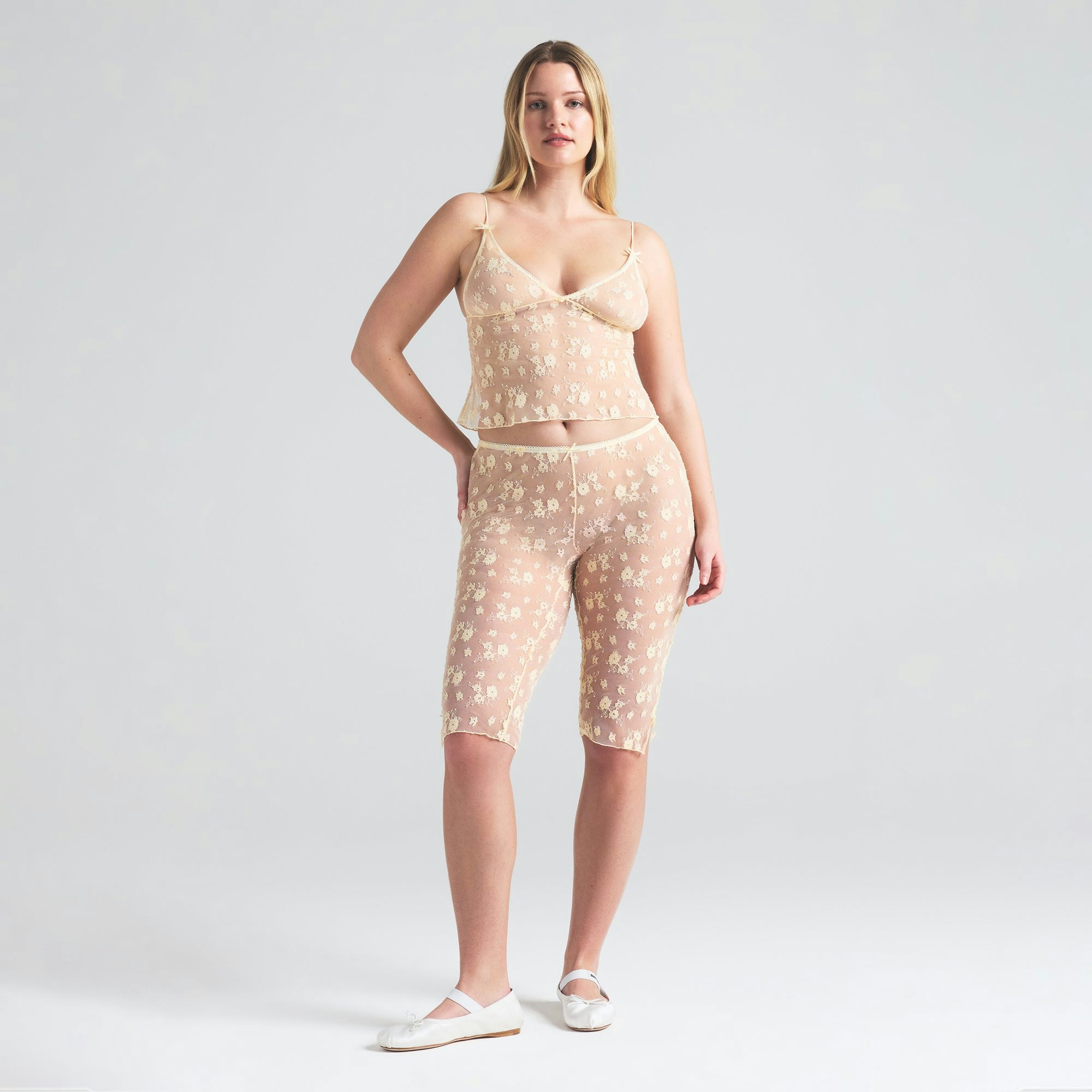 SPRING INTIMATES TRIANGLE CAMI | BUTTER TWO TONE ON A MODEL FRONT VIEW | FOCUS: 0.0, 1.0, 0.9