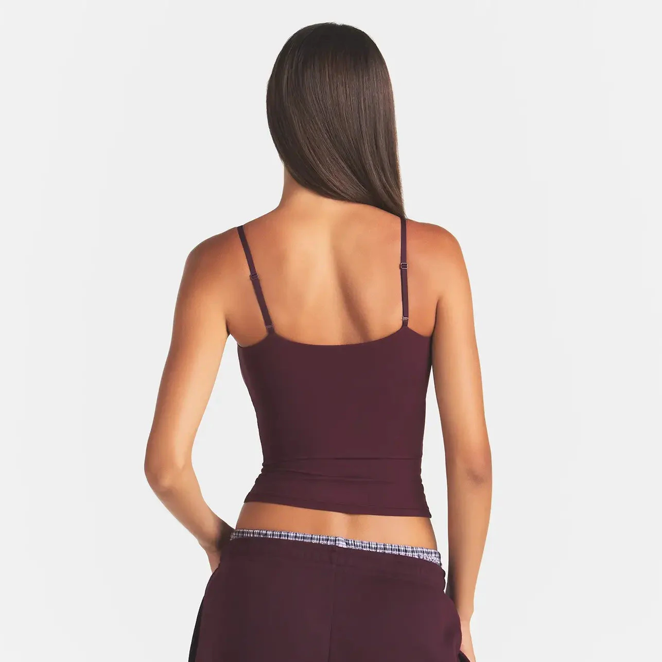 FITS EVERYBODY CAMI | CURRANT & LAYS FLAT ON A WHITE BACKGROUND | FLT@ | FOCUS: 0.0, 1.0, 0.9