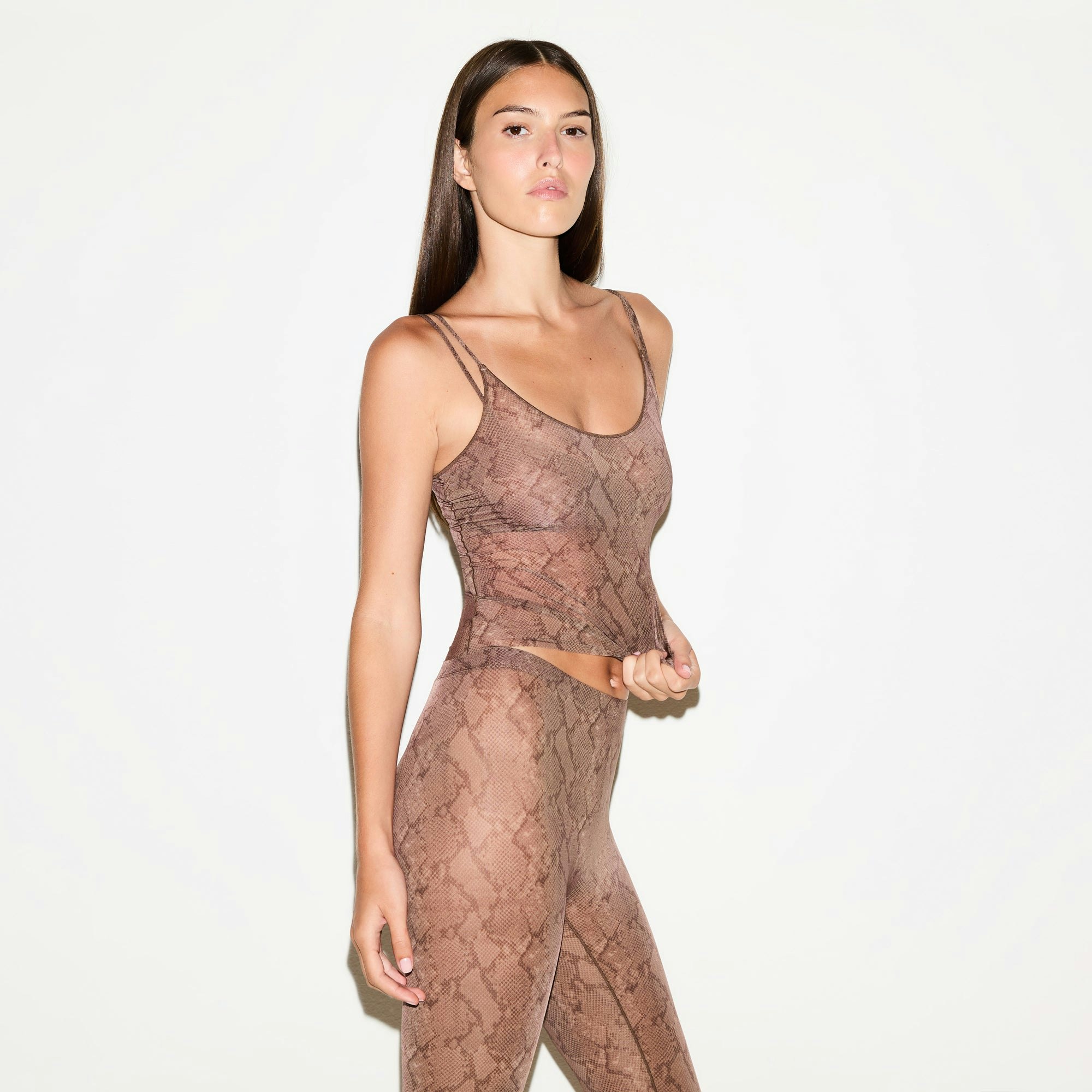 MILKY SHEER CAMI | JASPER SNAKE PRINT ON A MODEL SIDE VIEW @ | FOCUS: 0.0, 1.0, 0.9