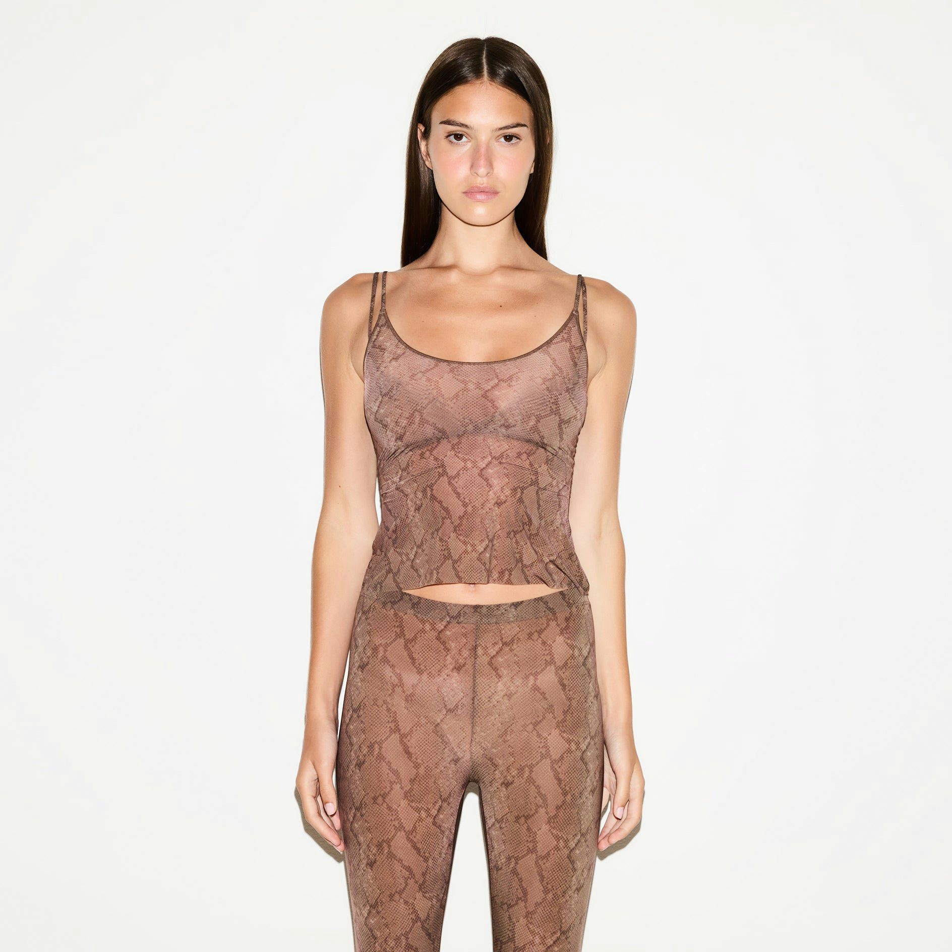 MILKY SHEER CAMI | JASPER SNAKE PRINT ON A MODEL SIDE VIEW @ | FOCUS: 0.0, 1.0, 0.9