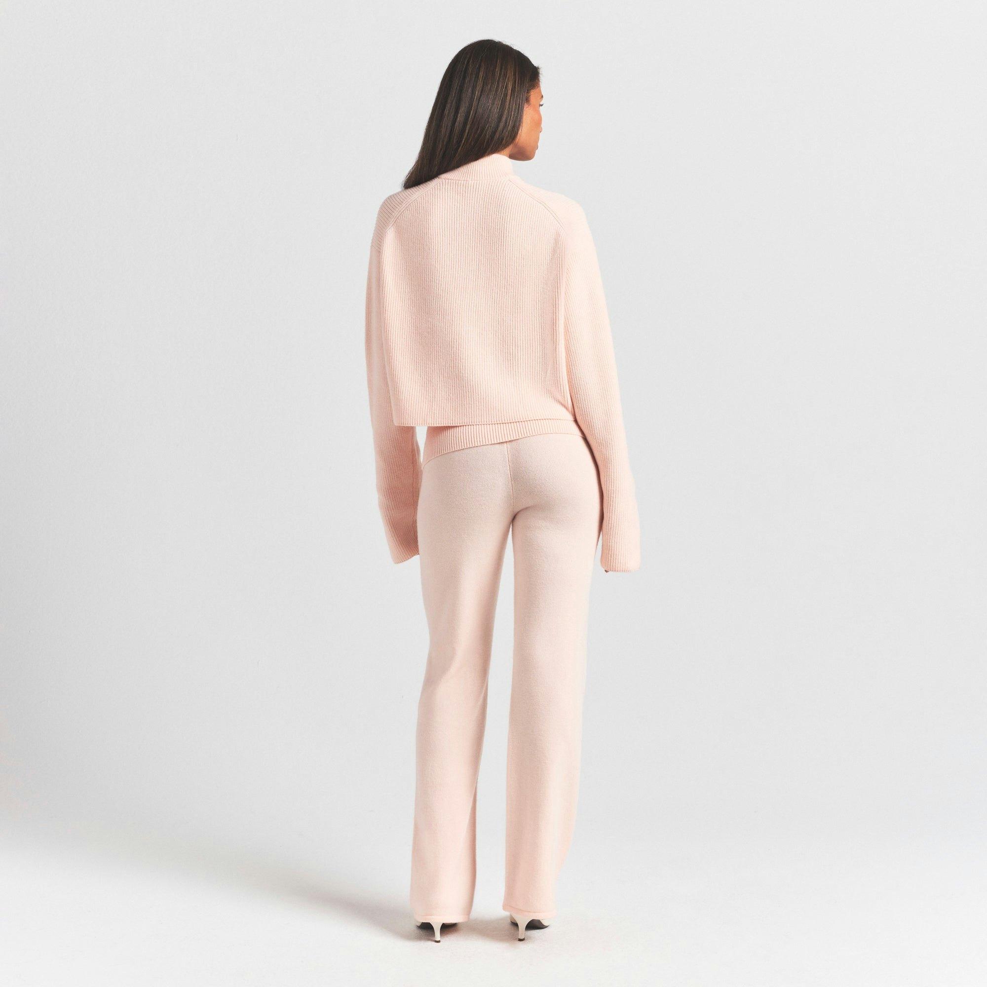 SWEATER KNITS MOCK NECK ZIP UP | PRIMROSE ON A MODEL SIDE VIEW @ | FOCUS: 0.0, 1.0, 0.9