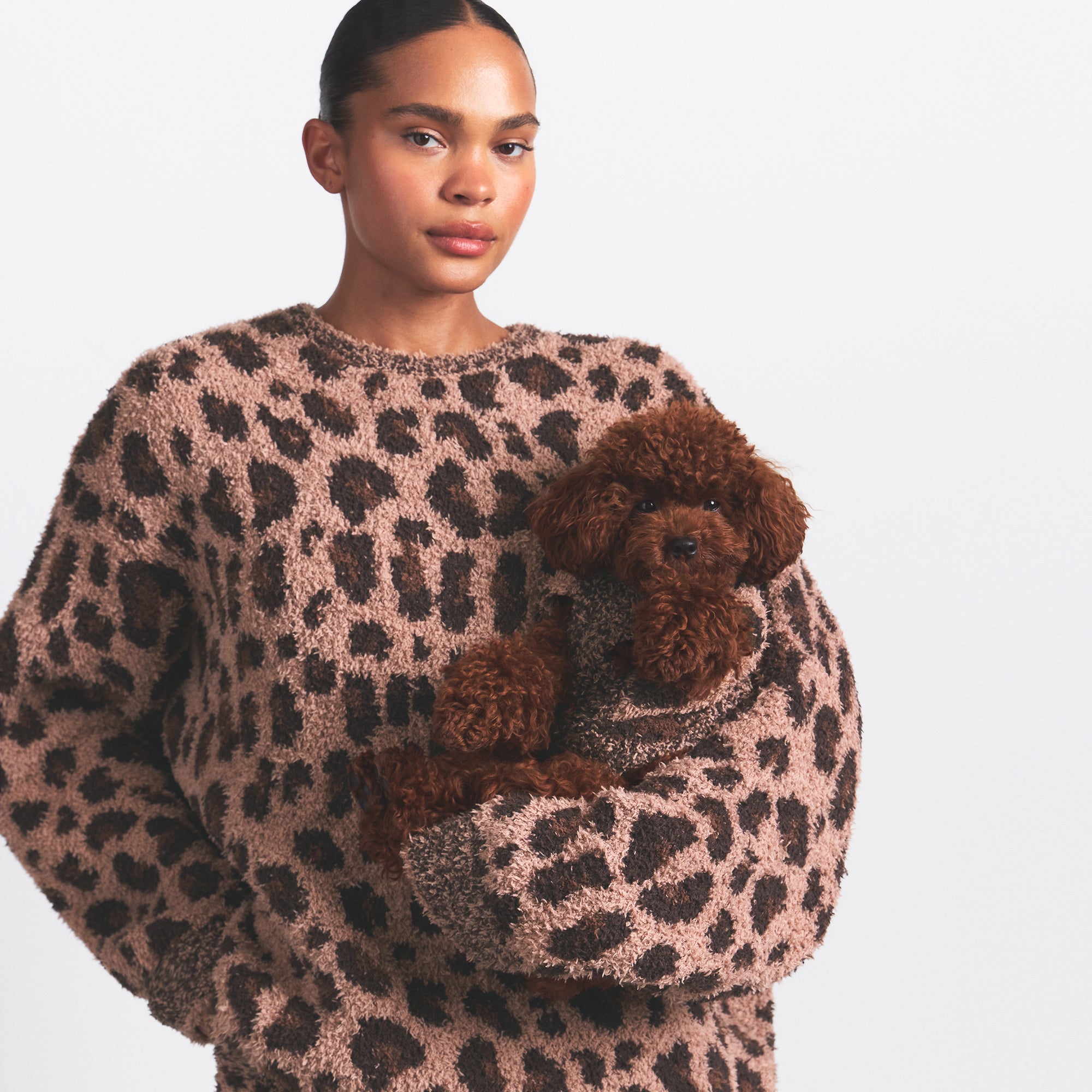 COZY OVERSIZED CREWNECK PULLOVER | SIENNA LEOPARD PRINT | SKIMS