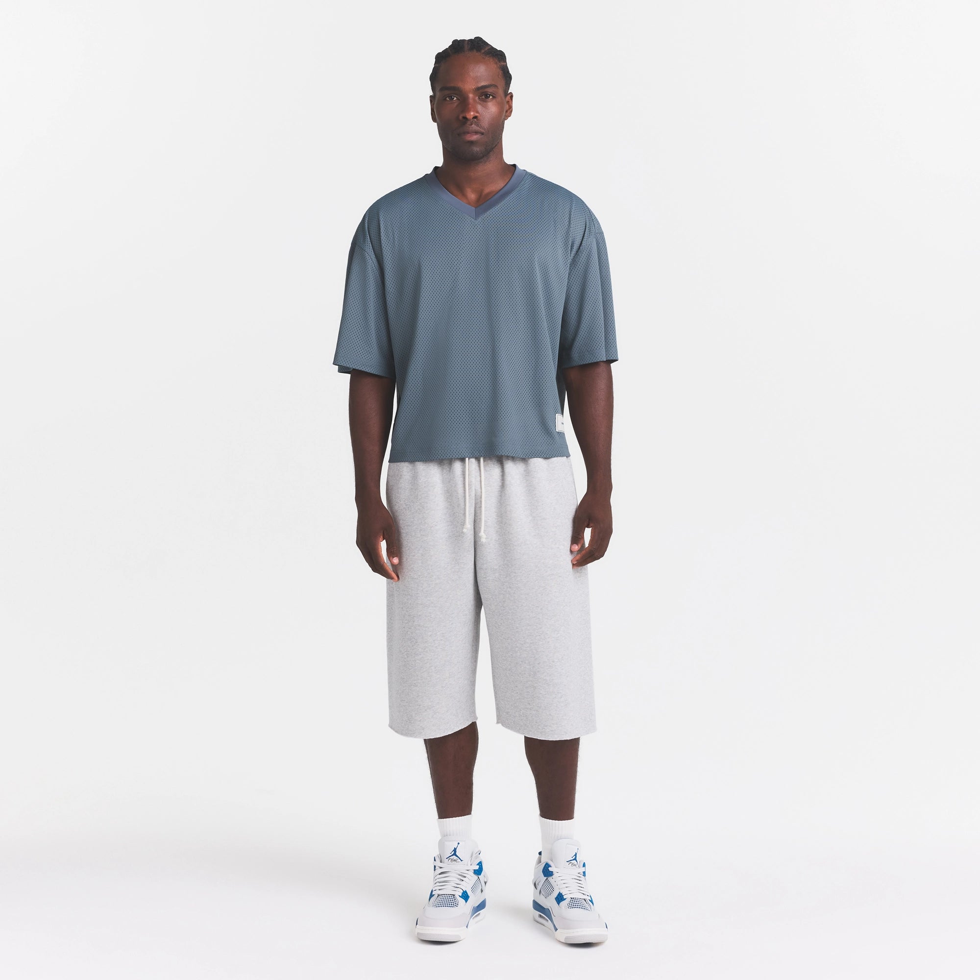 MESH APPAREL MENS CROPPED JERSEY | ZIRCON ON A MODEL FRONT VIEW @ | FOCUS: 0.0, 1.0, 0.9