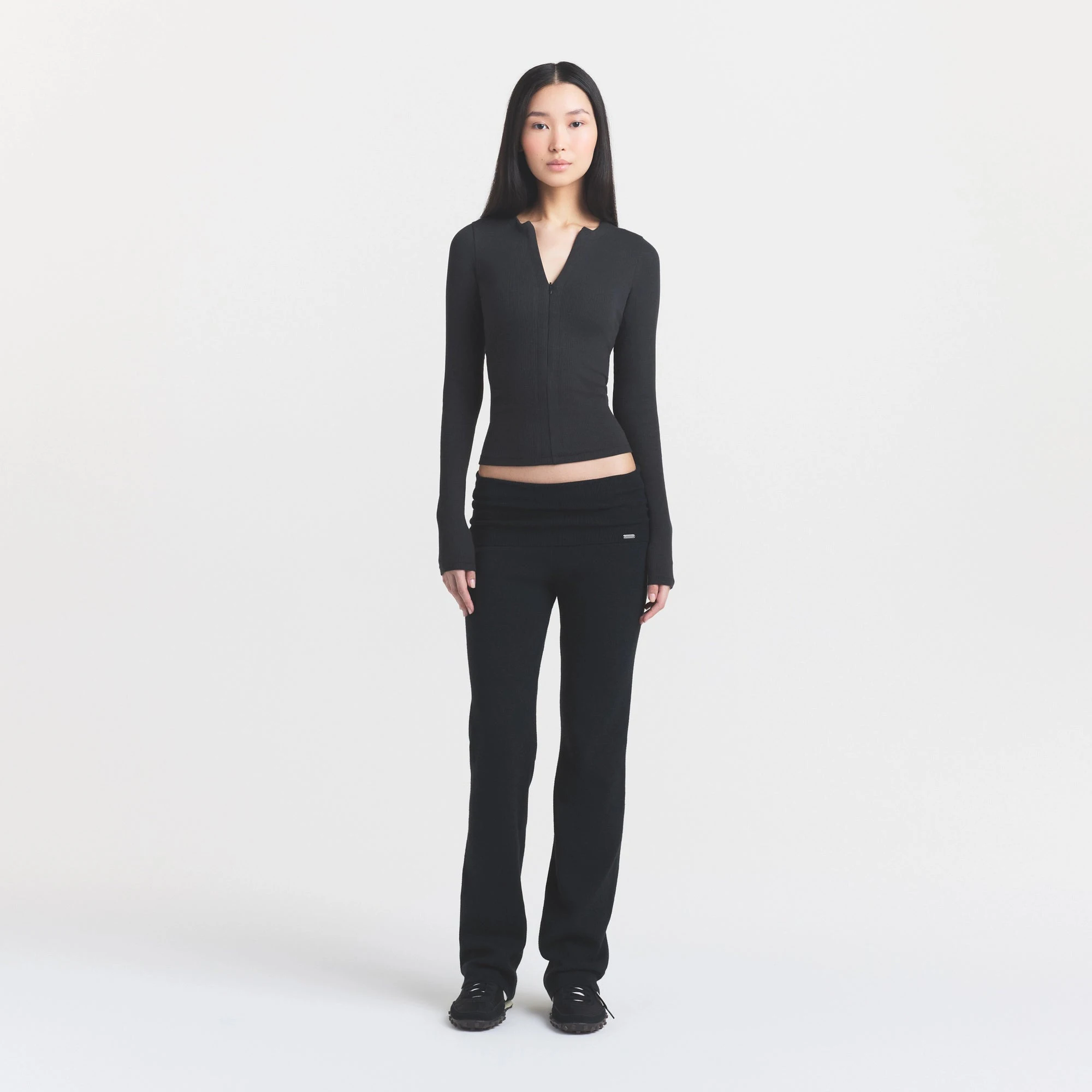 COTTON RIB ZIP UP TOP | SOOT | SKIMS COTTON RIB ZIP UP TOP | SOOT | SKIMS