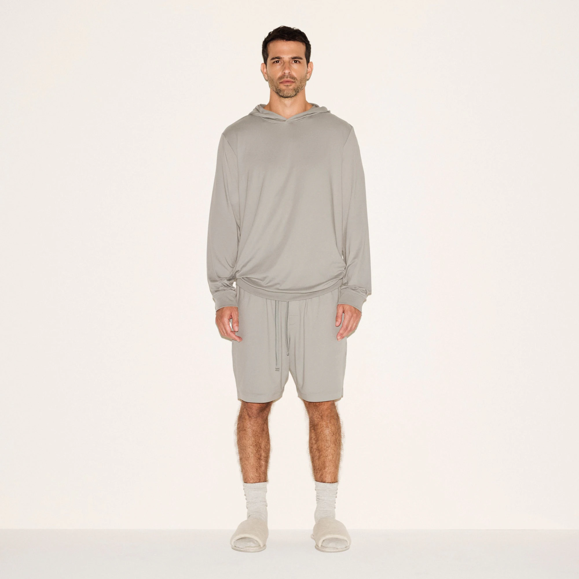 OUTDOOR JERSEY MENS CLASSIC HOODIE | PACIFIC ON A MODEL FRONT VIEW | FOCUS: 0.0, 1.0, 0.9