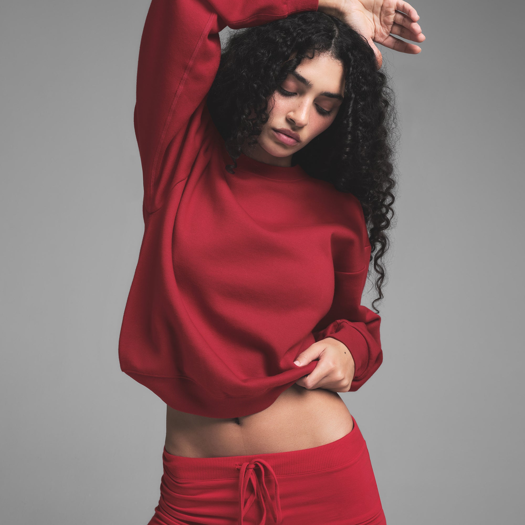 COTTON FLEECE CREWNECK | BRICK
