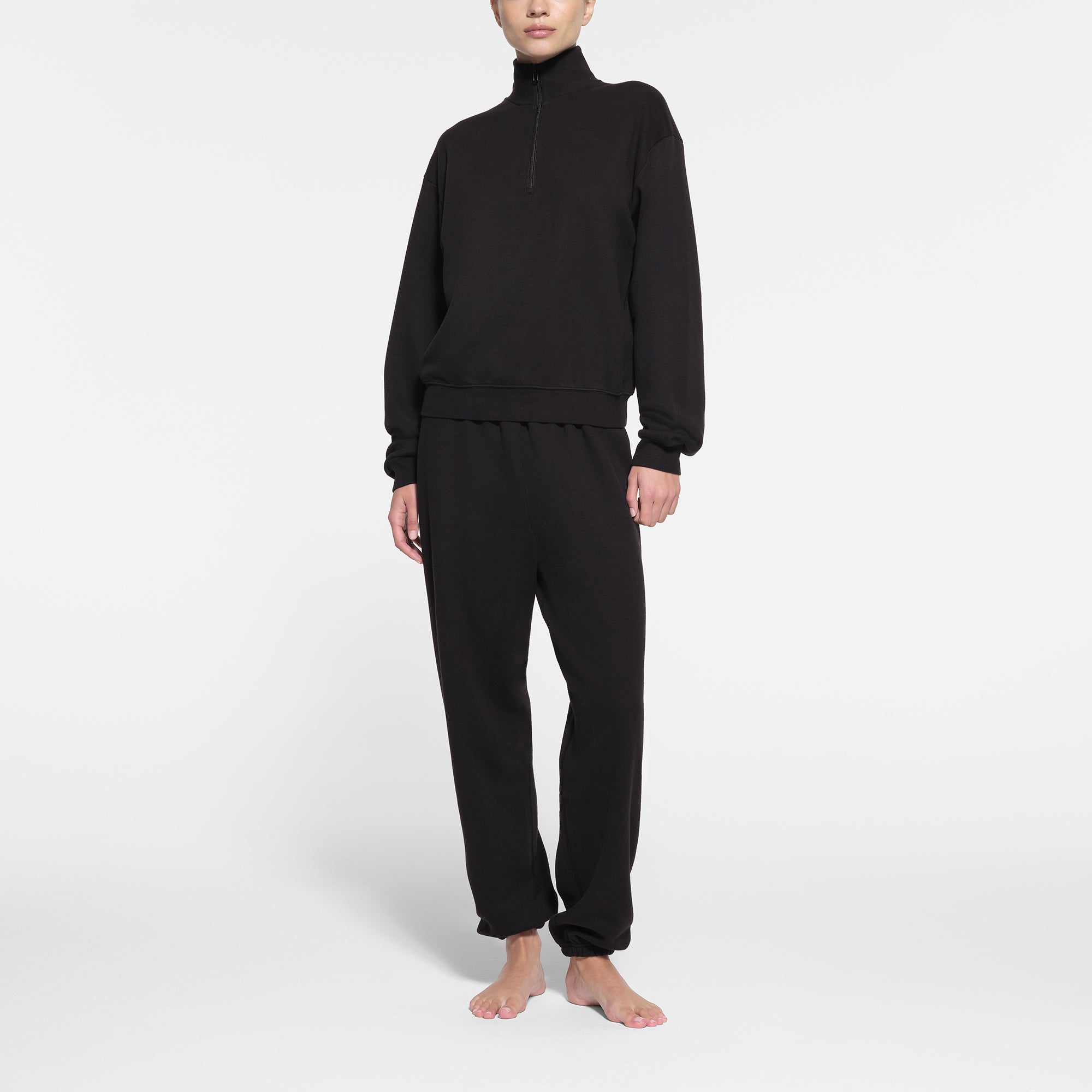 COTTON FLEECE CLASSIC QUARTER ZIP PULLOVER | ONYX