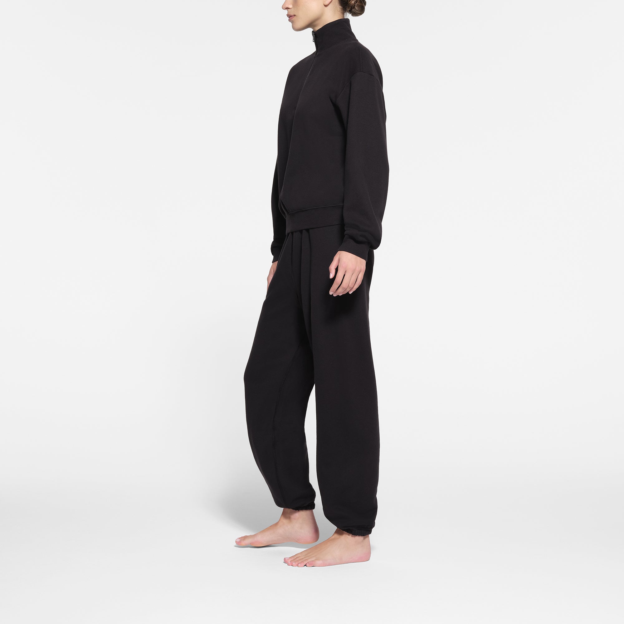 COTTON FLEECE CLASSIC QUARTER ZIP PULLOVER | ONYX