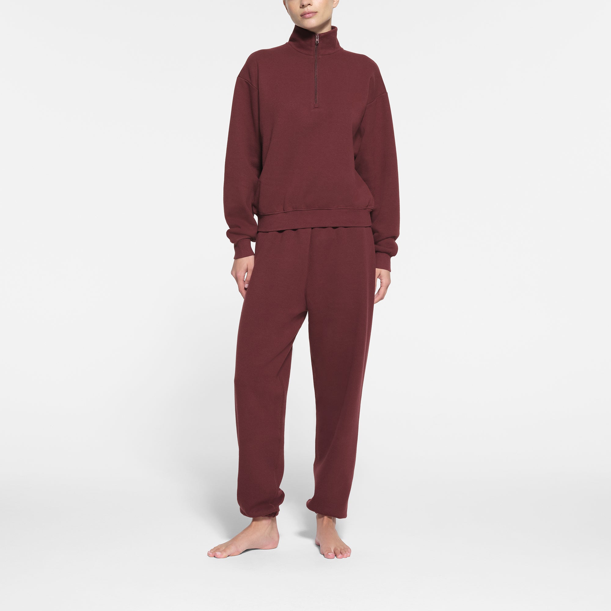【週末限定値下】 SKIMS クルーネック スウェット COTTON FLEECE CLASSIC QUARTER ZIP PULLOVER | OXBLOOD