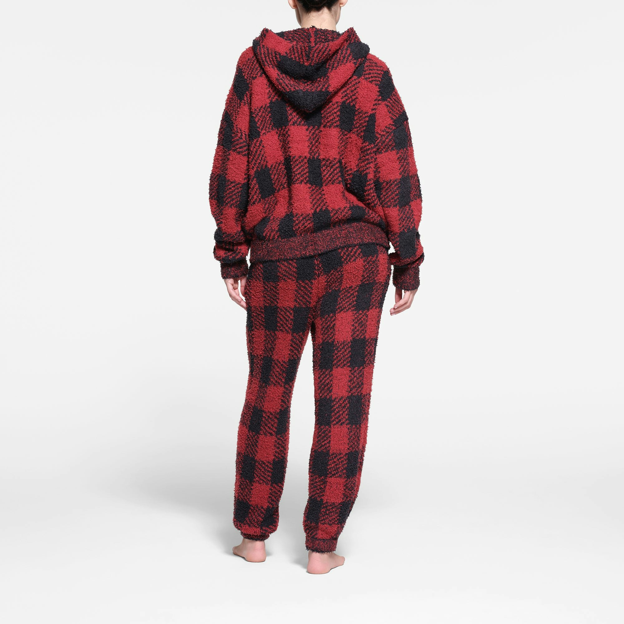 COZY KNIT UNISEX HOODIE | BRICK BUFFALO CHECK ADDITIONAL FABRIC DETAILS | about this fabric 