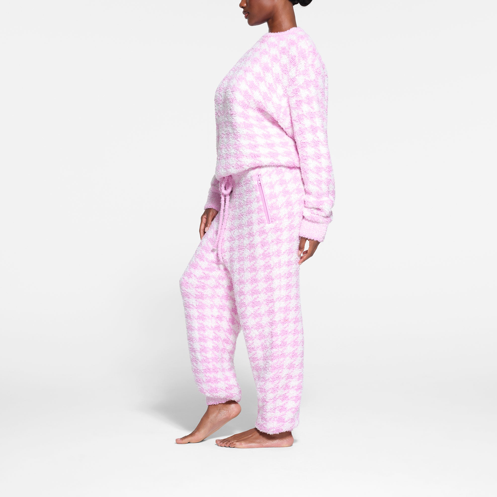 COZY KNIT UNISEX PULLOVER PETAL HOUNDSTOOTH