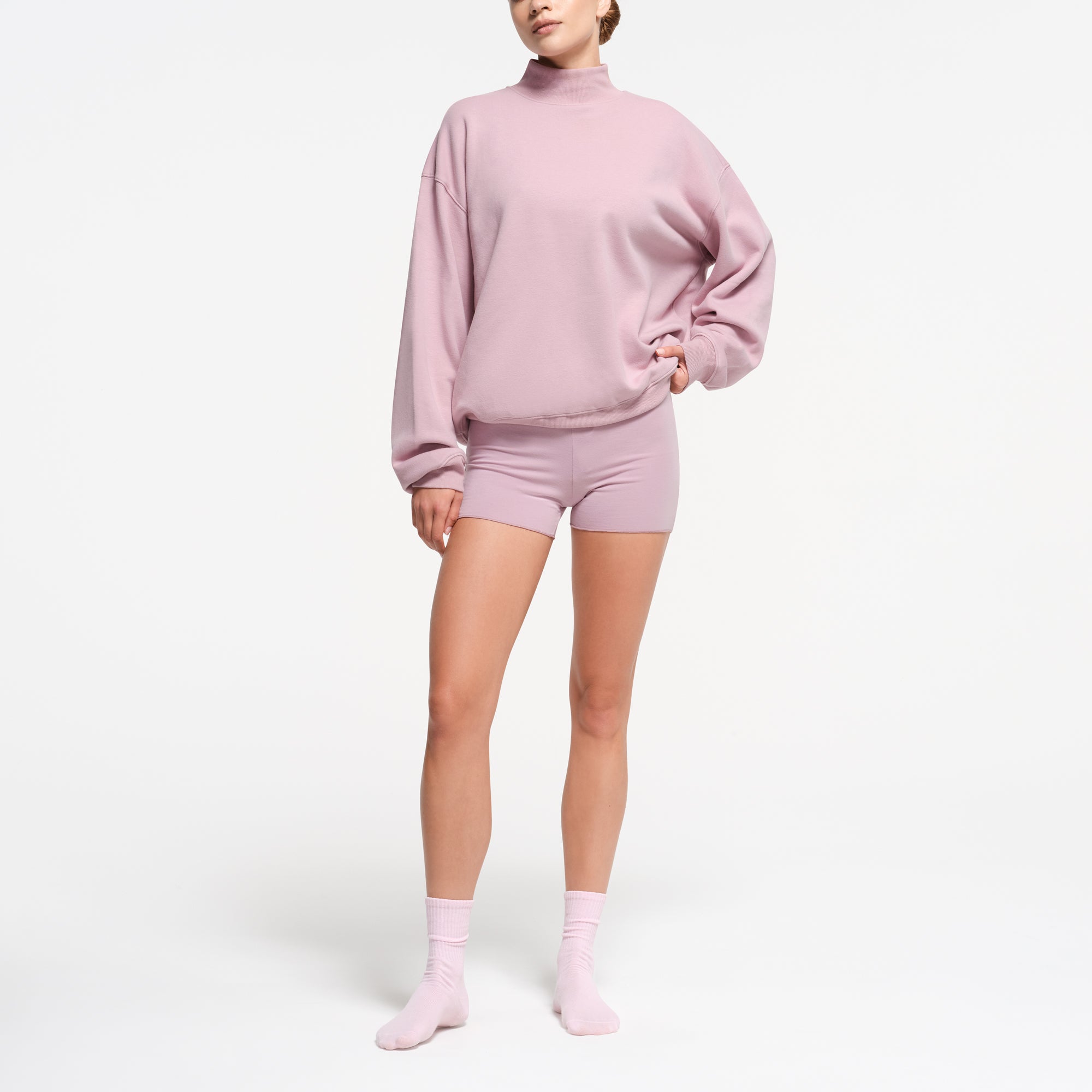 Fleece mock neck pullover on sale