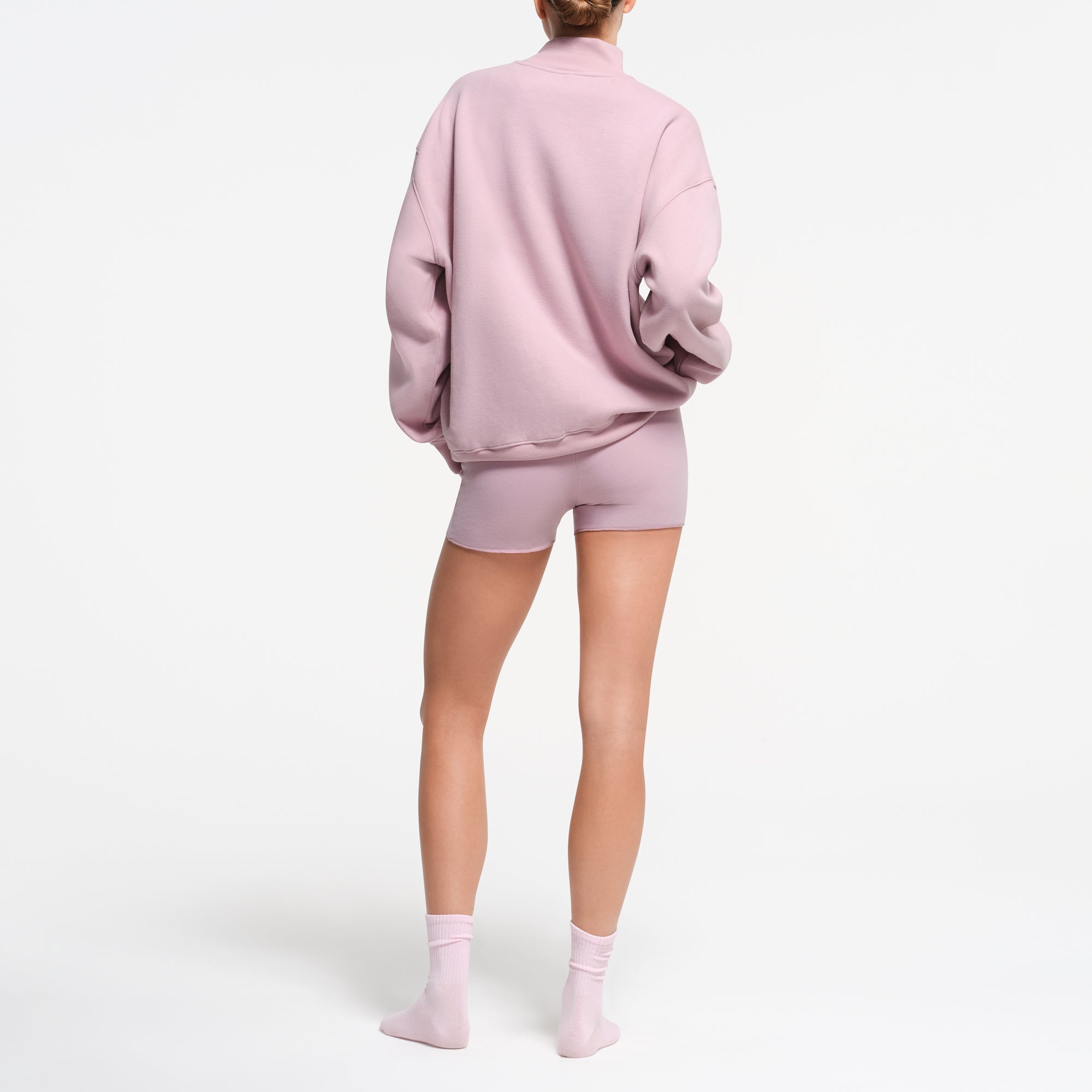 COTTON FLEECE OVERSIZED MOCK NECK PULLOVER | DUSK | XXS
