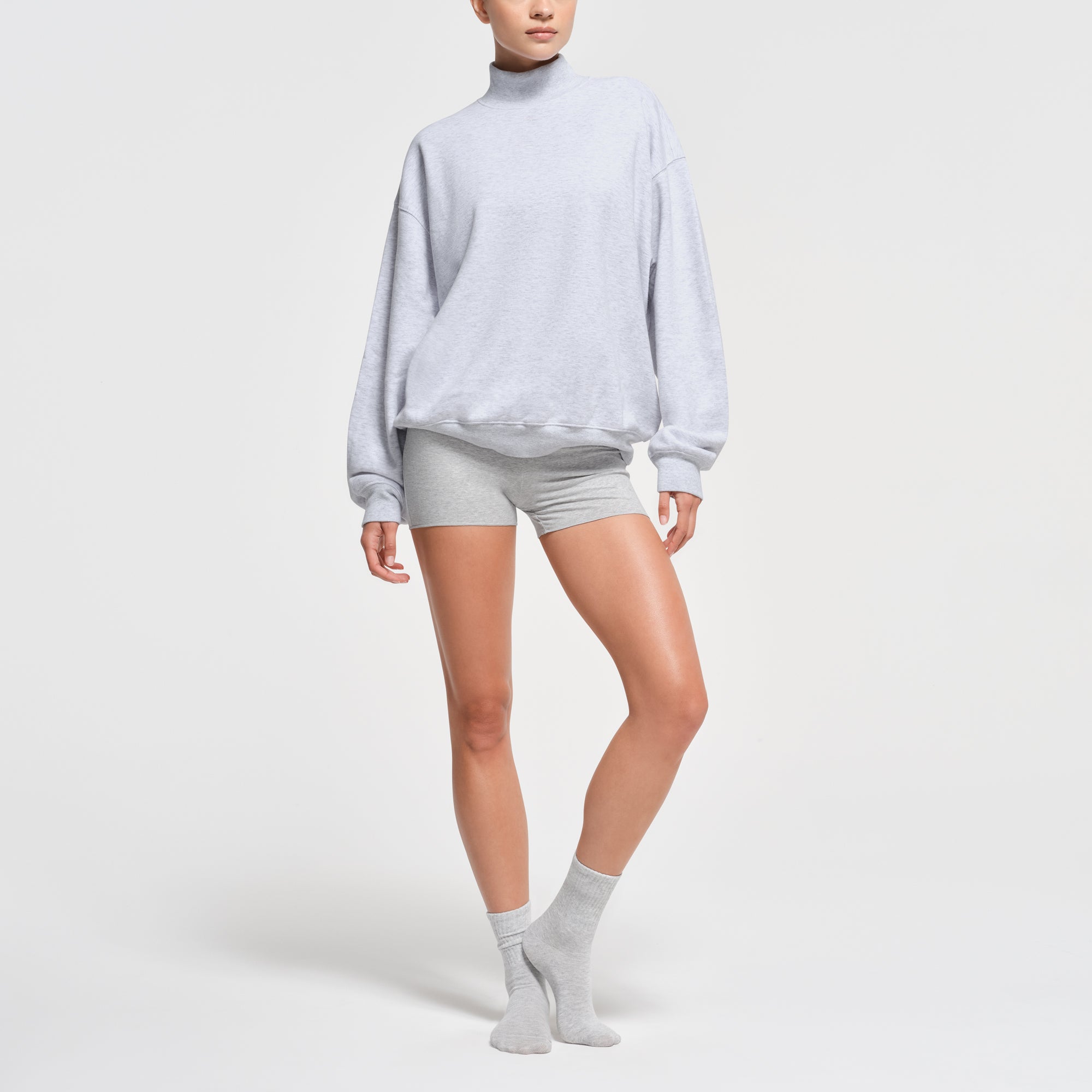 Oversized mock neck sweatshirt clearance
