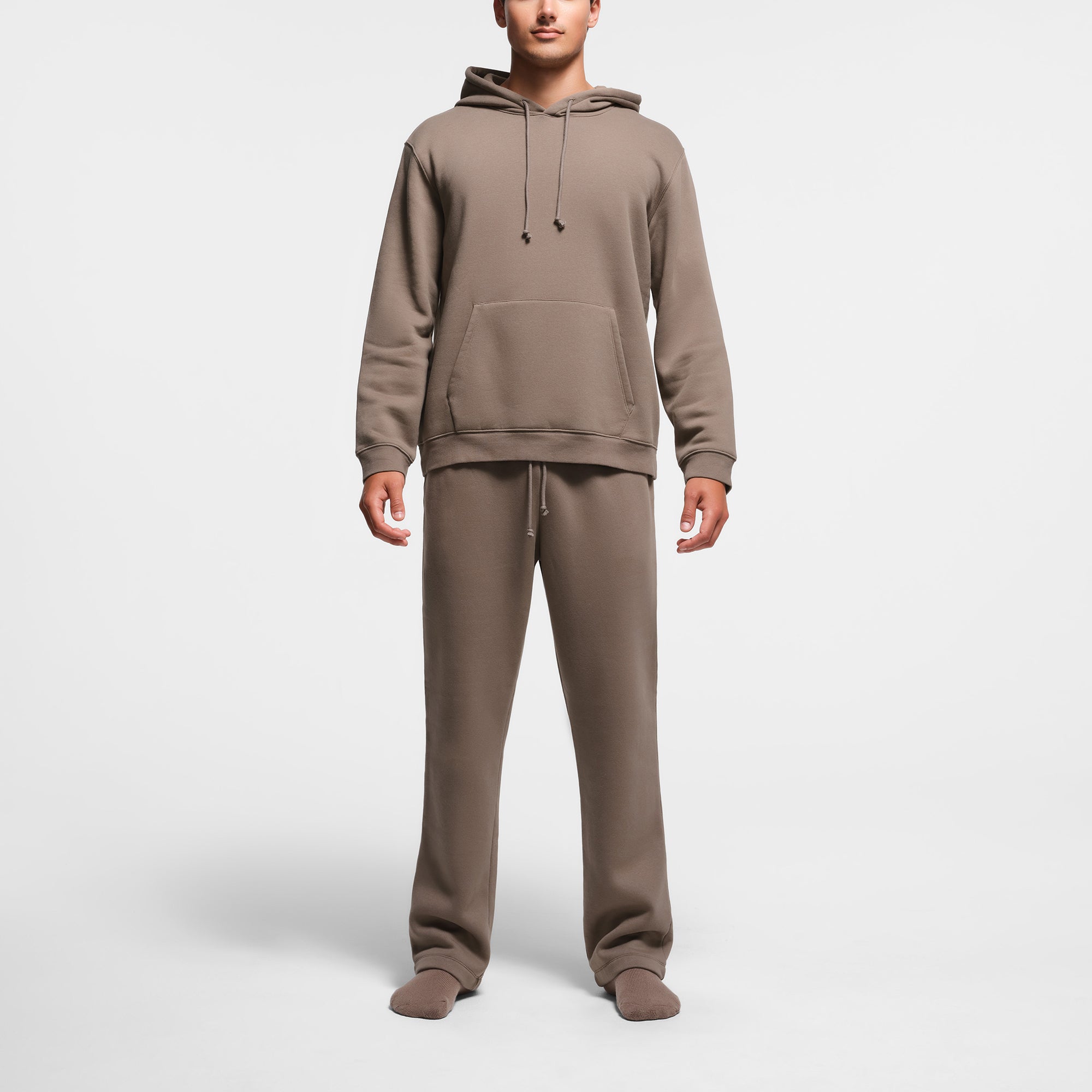FLEECE LOUNGE MENS CLASSIC HOODIE TRUFFLE XS