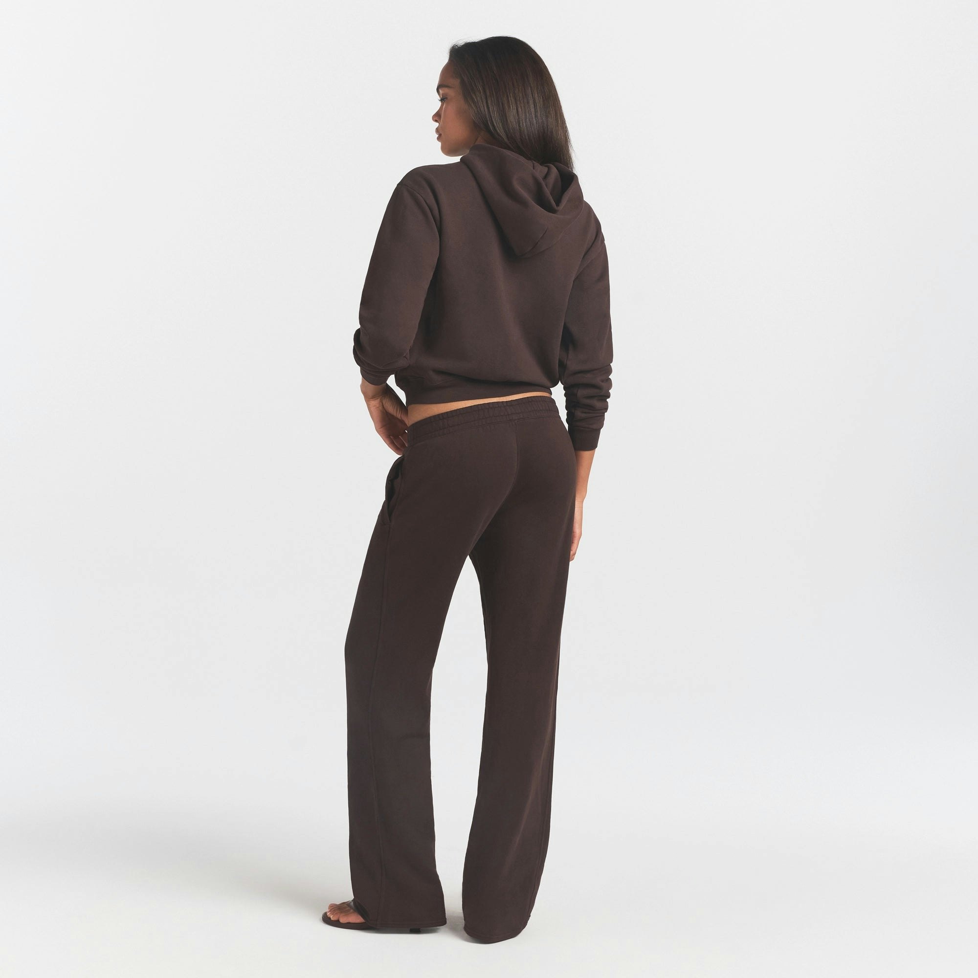 FRENCH TERRY ZIP UP HOODIE | ESPRESSO ON A MODEL FRONT VIEW @ | FOCUS: 0.0, 1.0, 0.9