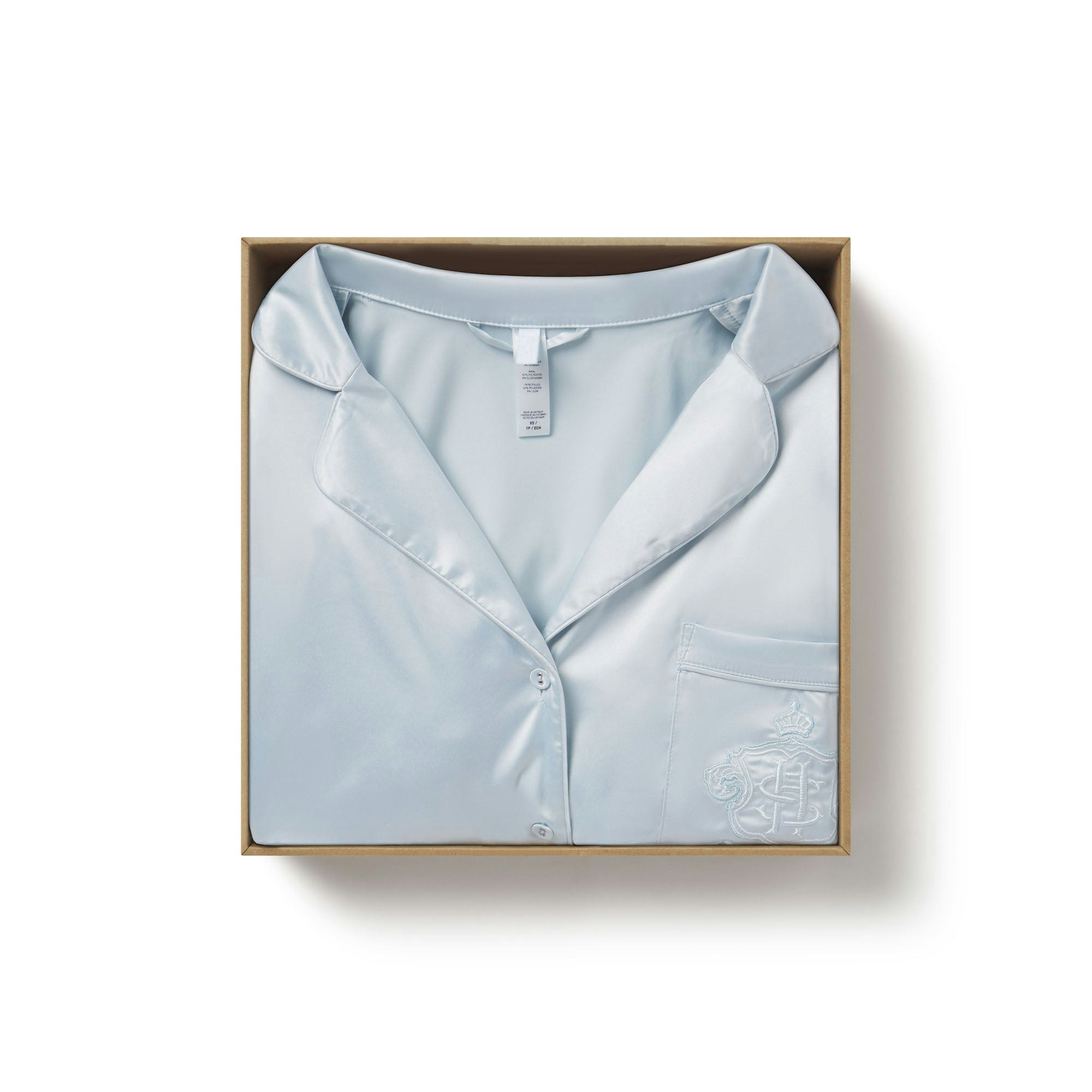 SKIMS HOTEL SHINE LONG SLEEVE BUTTON UP SLEEP SET | FROST ADDITIONAL PRODUCT IMAGERY