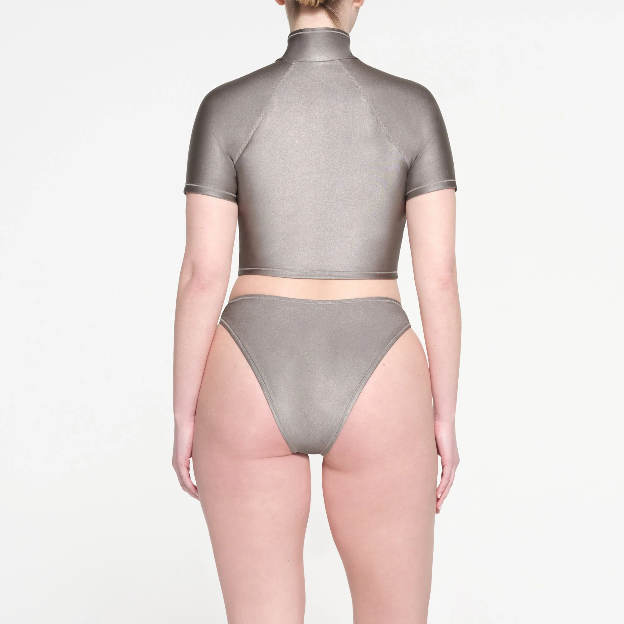 SHINE SWIM T-SHIRT | SMOKE ON A MODEL BACK VIEW