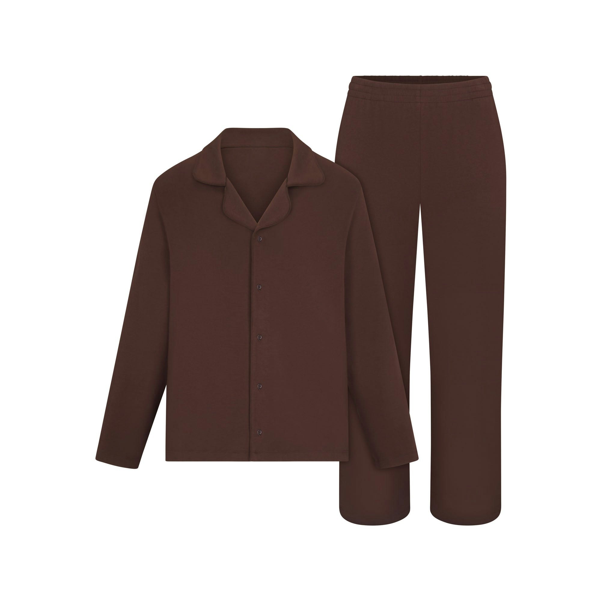 JERSEY SLEEP MENS SLEEP SET | COCOA (MENS LONG SLEEVE T-SHIRTS) FLAT ON A WHITE BACKGROUND | FLT