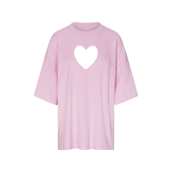 新品skims T-shirt/Sサイズ/スキムズTシャツ、ホワイトピンクハート WORN IN JERSEY HEART OVERSIZED T-SHIRT | BABY PINK | SKIMS