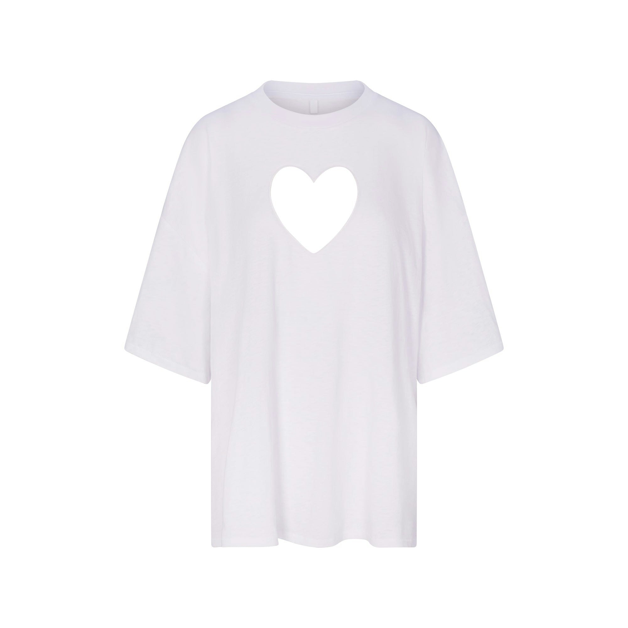 WORN IN JERSEY HEART OVERSIZED T-SHIRT | SNOW FLAT ON A WHITE BACKGROUND | FLT