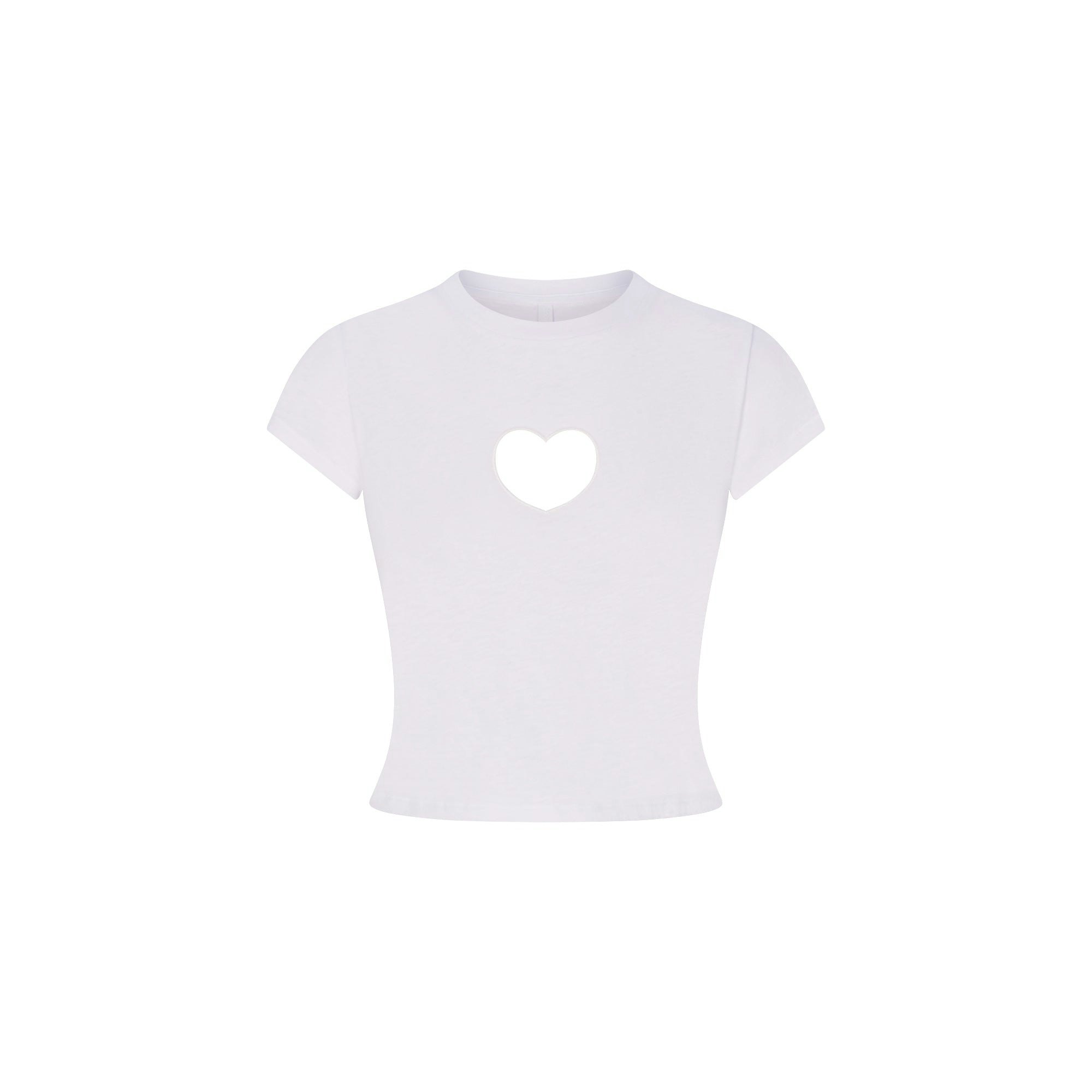WORN IN JERSEY HEART BABY TEE | SNOW FLAT ON A WHITE BACKGROUND | FLT
