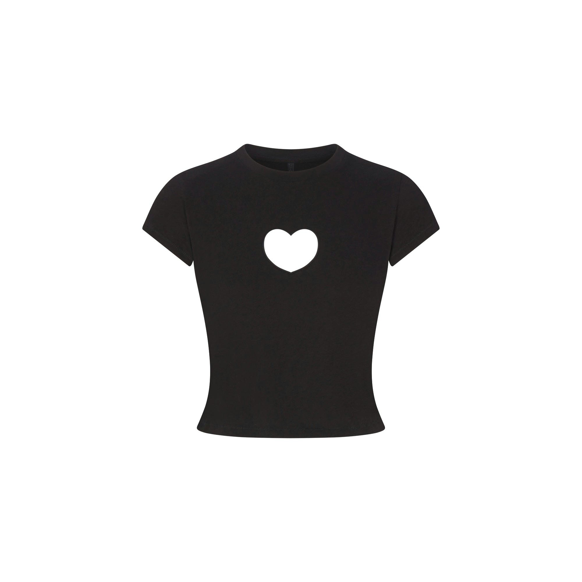WORN IN JERSEY HEART BABY TEE | WASHED ONYX FLAT ON A WHITE BACKGROUND | FLT