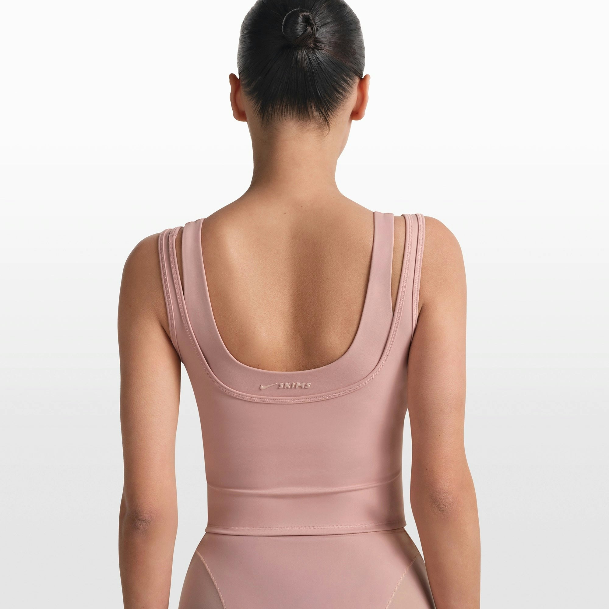 NikeSKIMS MATTE DOUBLE STRAP SCOOP TANK | HIMALAYAN ON A MODEL FRONT VIEW @ | FOCUS: 0.0, 1.0, 0.9