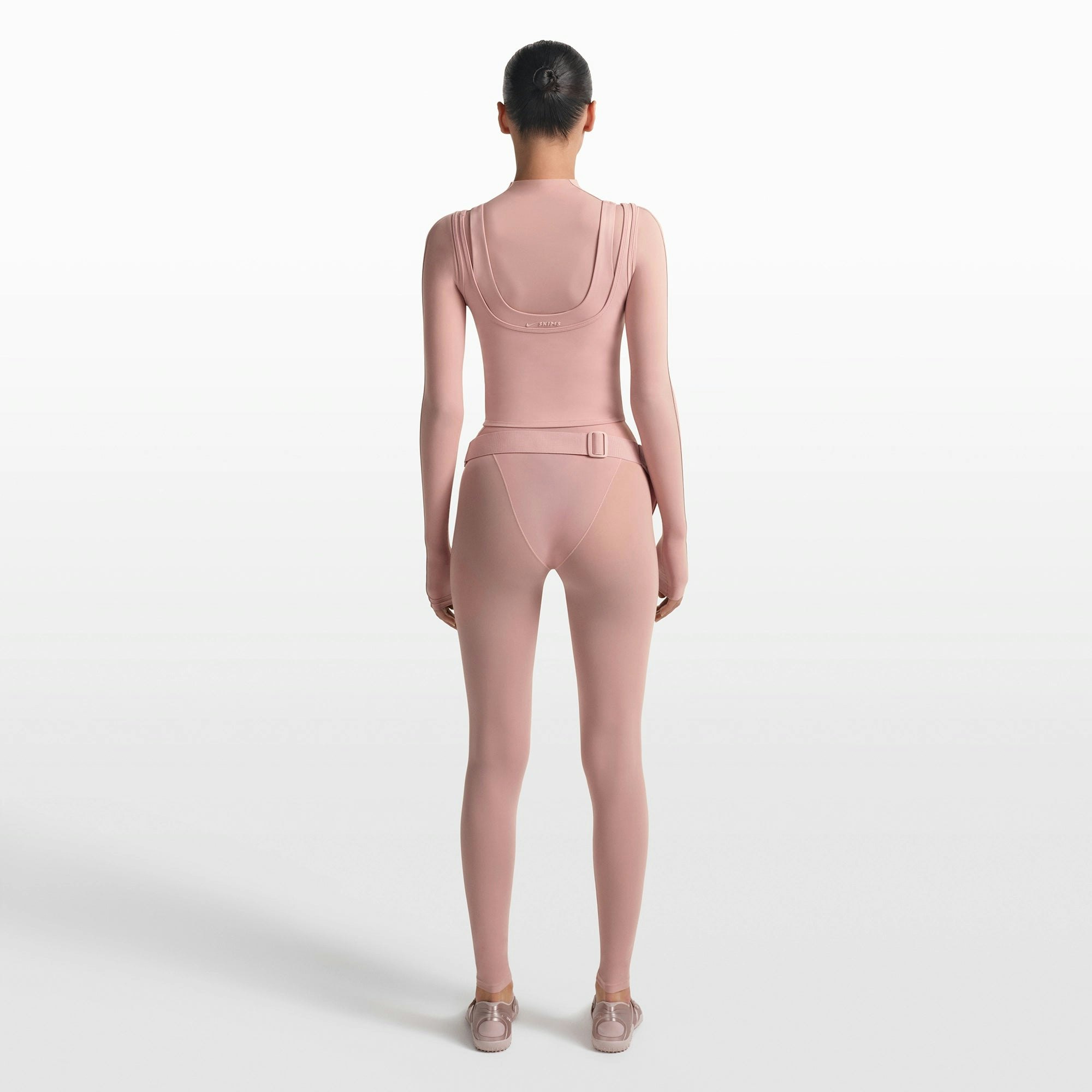 NikeSKIMS MATTE DOUBLE STRAP SCOOP TANK | HIMALAYAN ON A MODEL FRONT VIEW @ | FOCUS: 0.0, 1.0, 0.9