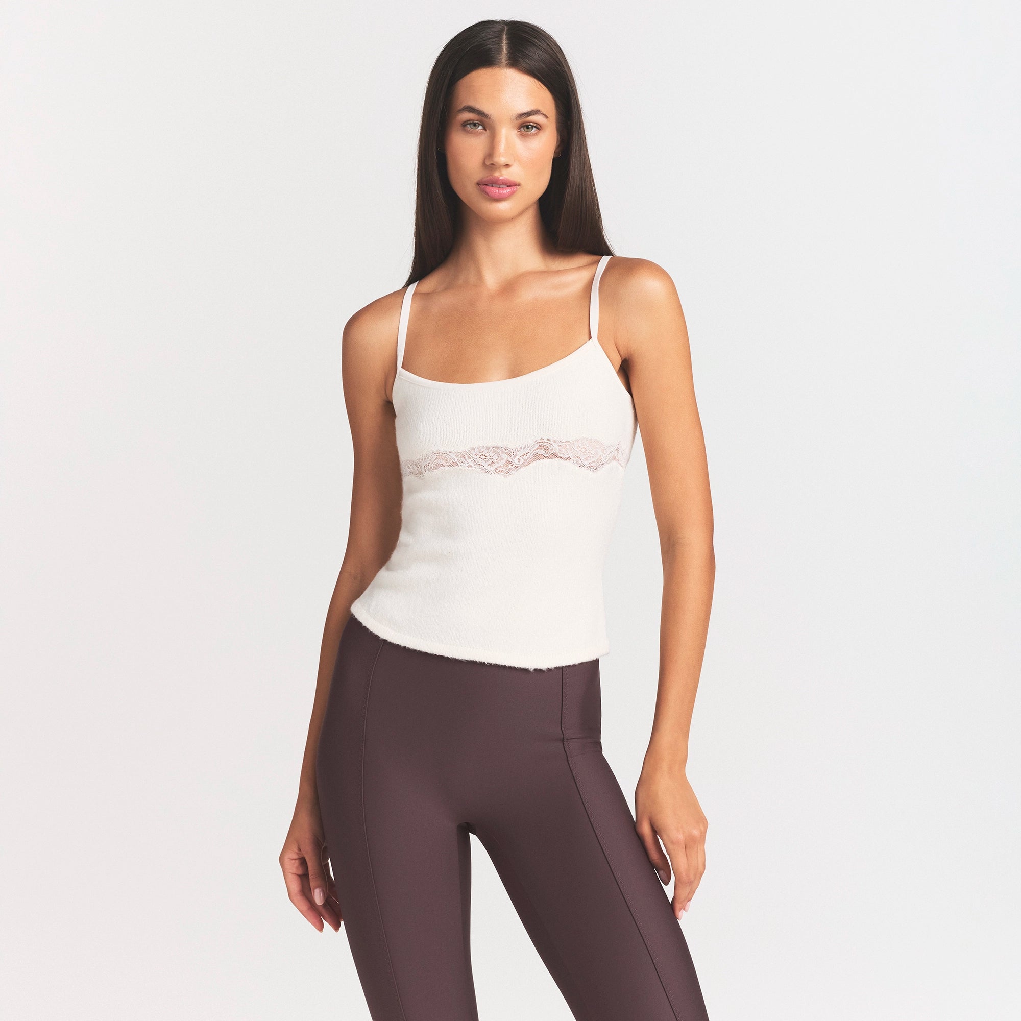 LACE KNIT TANK | SUGAR ON A MODEL SIDE VIEW