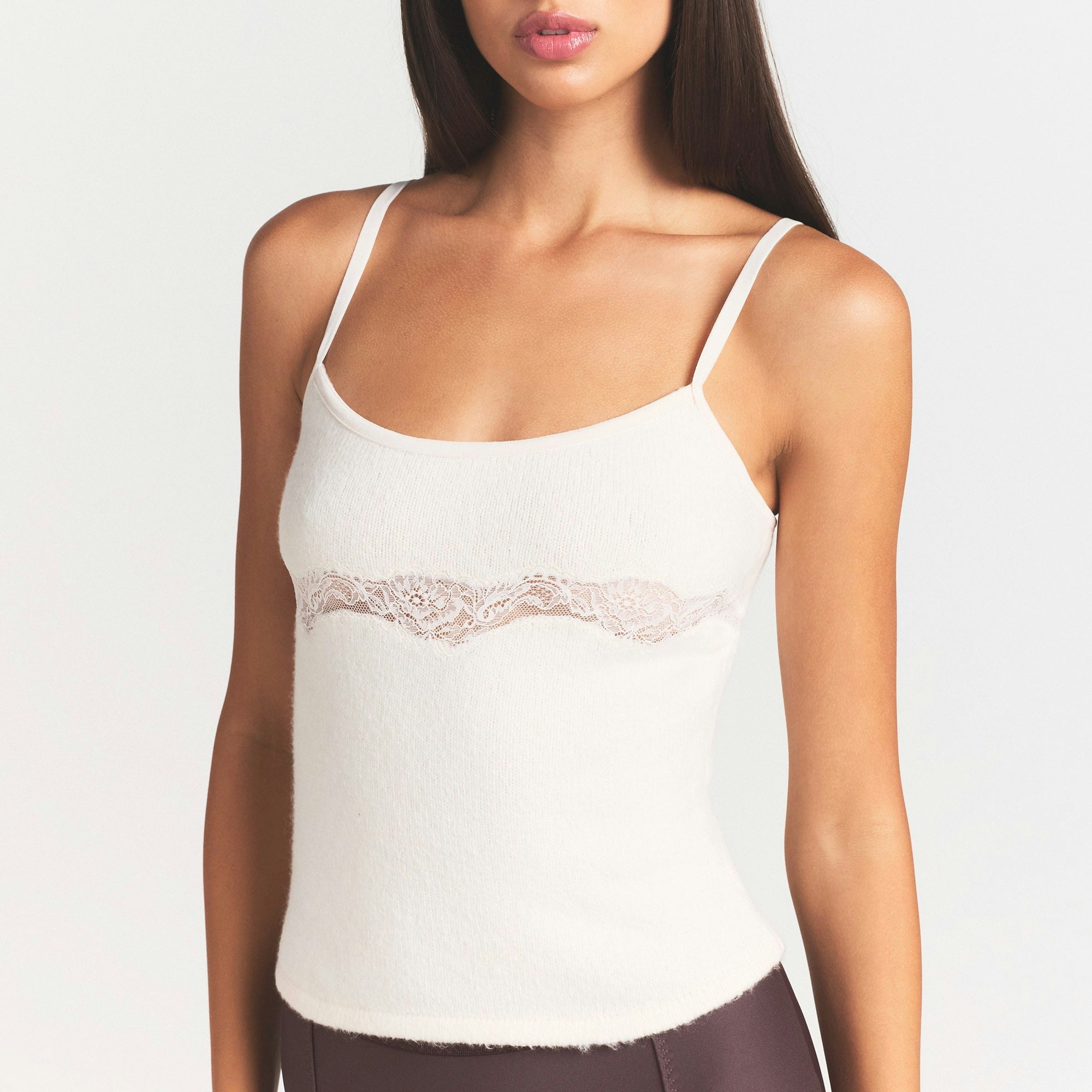 LACE KNIT TANK | SUGAR ON A MODEL SIDE VIEW
