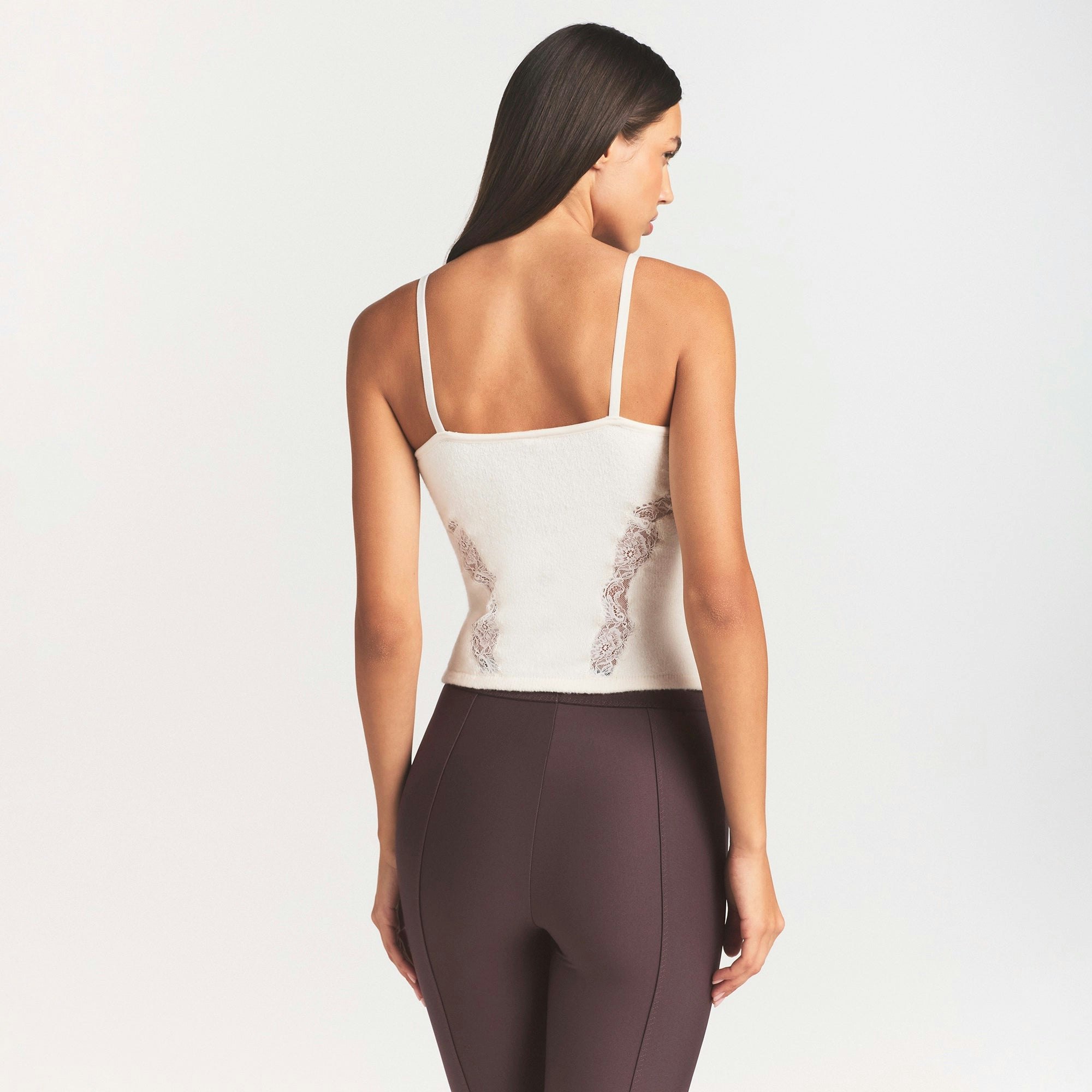 LACE KNIT TANK | SUGAR ON A MODEL SIDE VIEW