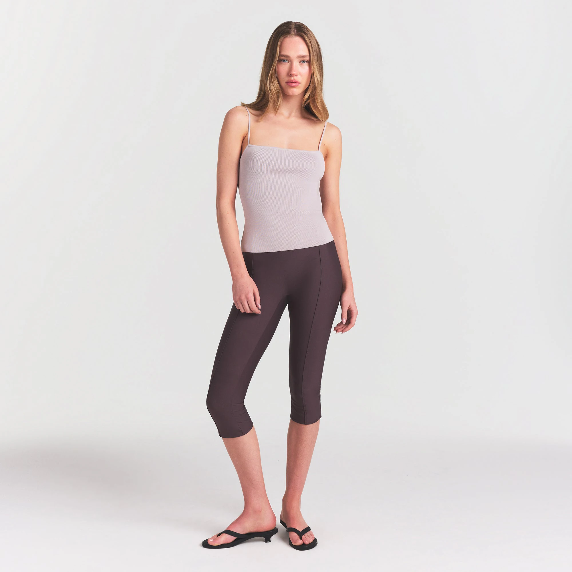 REFINED KNIT CAMI | IRIS MICA ON A MODEL FRONT VIEW @ | FOCUS: 0.0, 1.0, 0.9