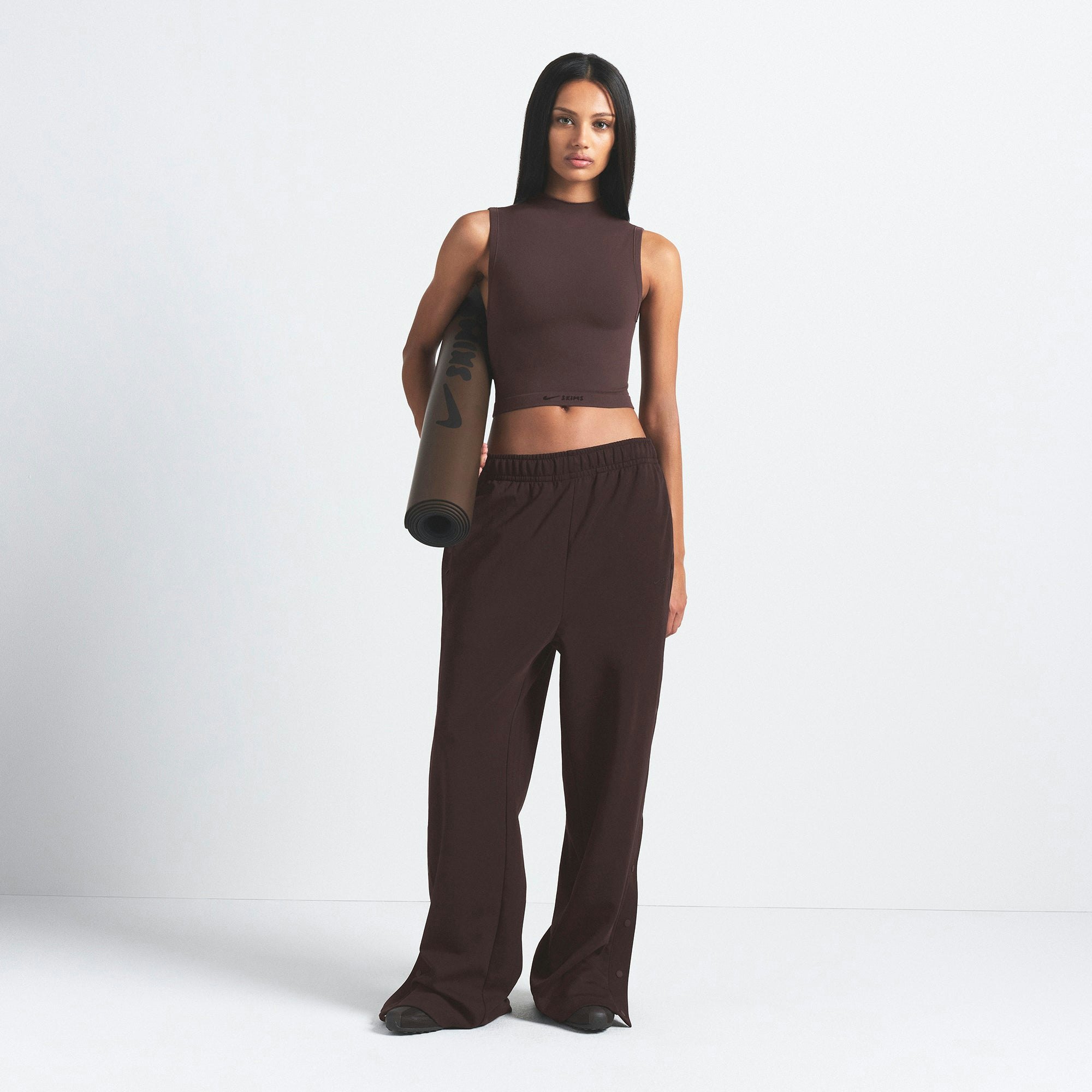 NikeSKIMS VINTAGE SEAMLESS MOCK NECK BRA TOP | PHOENIX ON A MODEL FRONT VIEW