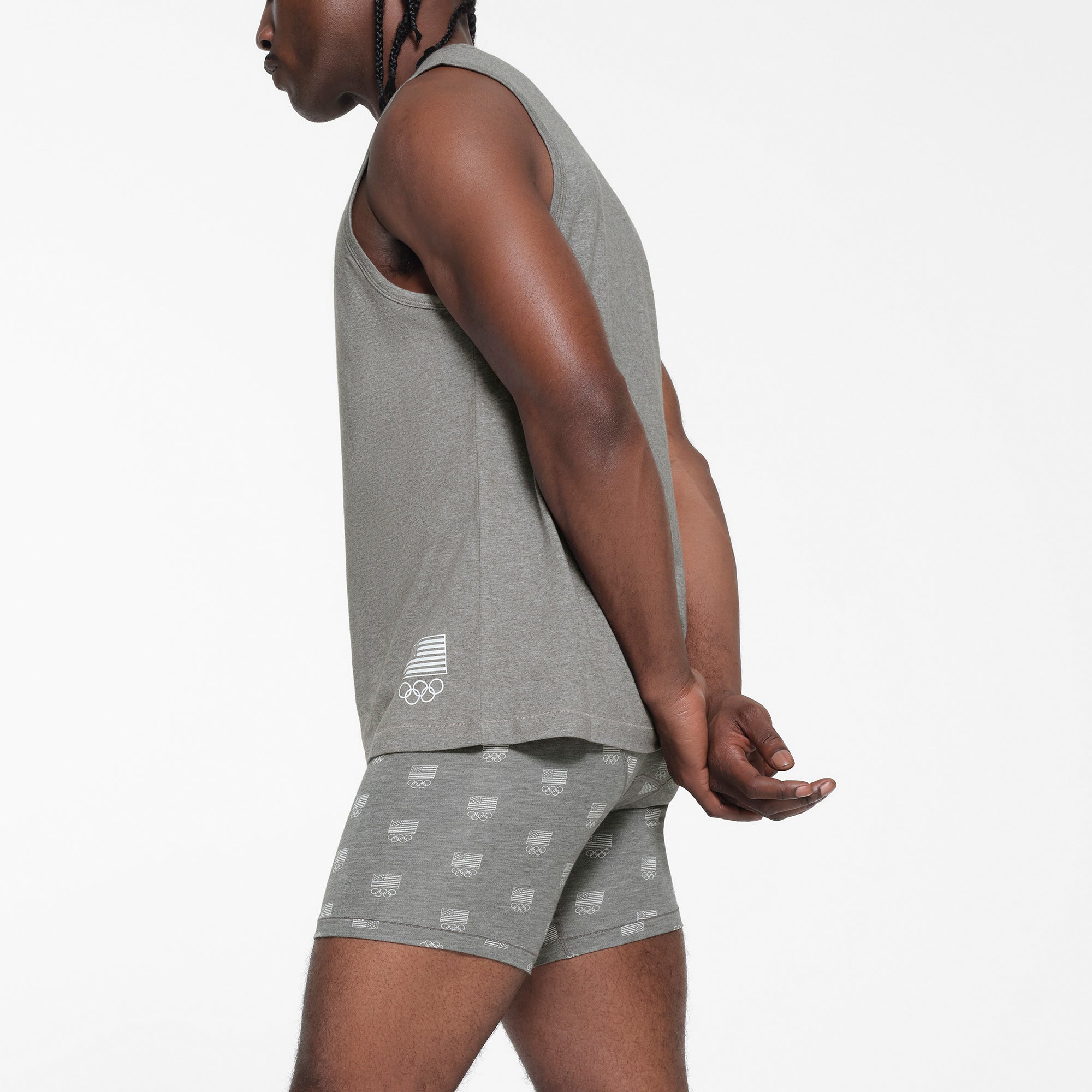 SKIMS FOR TEAM USA JERSEY SLEEP MENS OLYMPIC TANK | HEATHER GREY